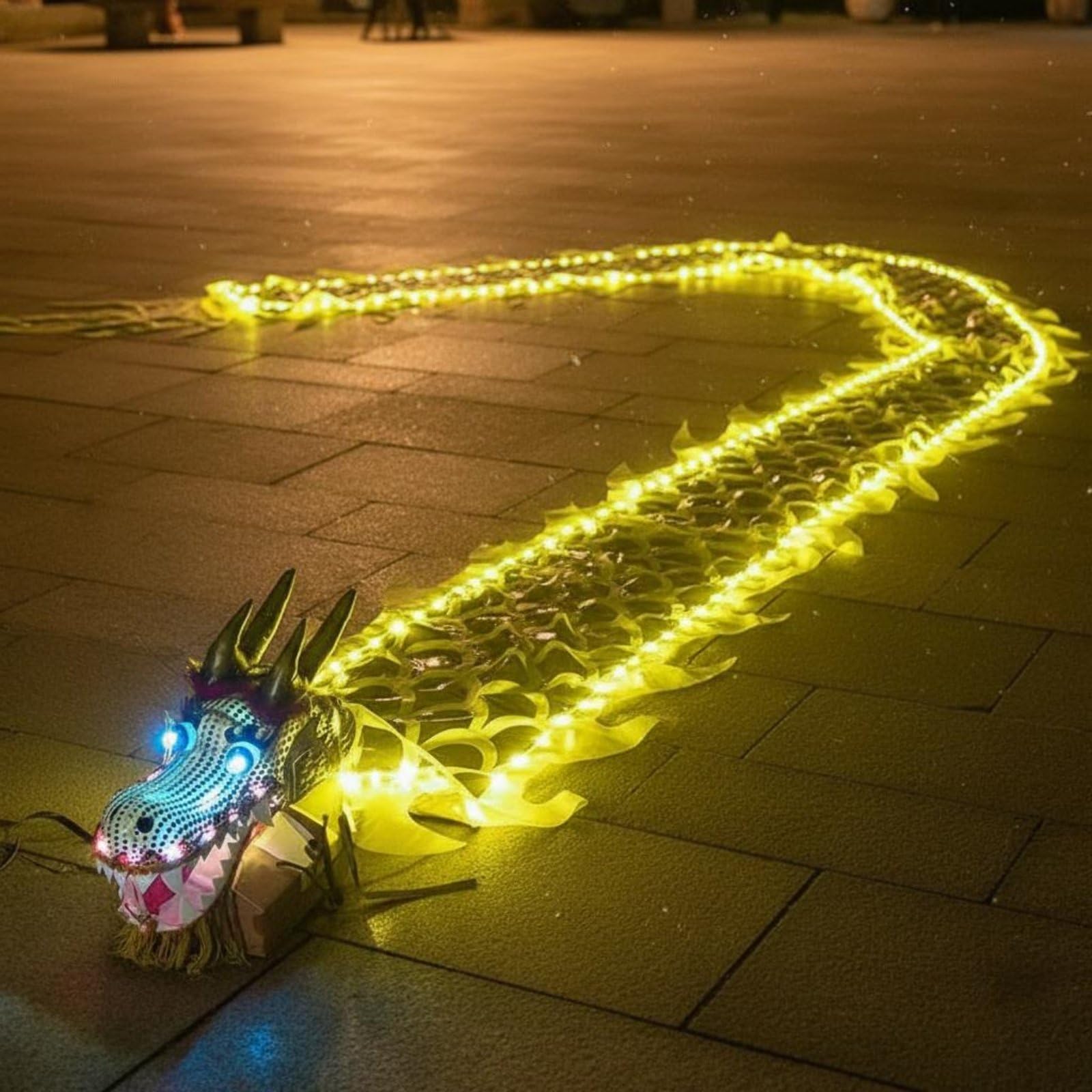 LED Dragon Poi, Drachenband mit Kopf, Wu Long für Outdoor Park | Flinging Wu Long Streamer, 3D-Drachenband-Streamer mit Lichtern für Erwachsene, Senioren, Aufführung, Fitness