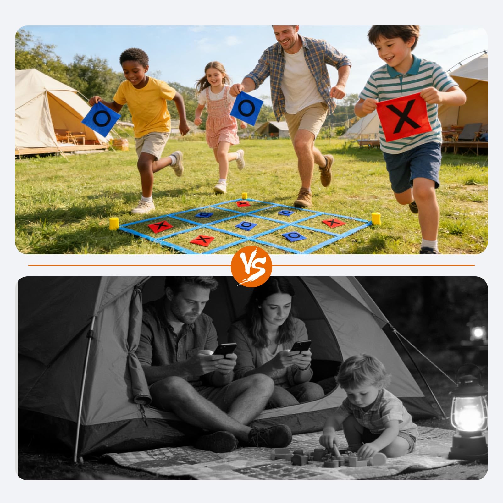 Riesiges Tic Tac Toe, Outdoor-Spielset, Sitzsack-Wurfspiele für Kinder & Erwachsene, Tic Tac Toe Mehrspieler für Garten, Strand, Camping, Familienfest, Gartenparty