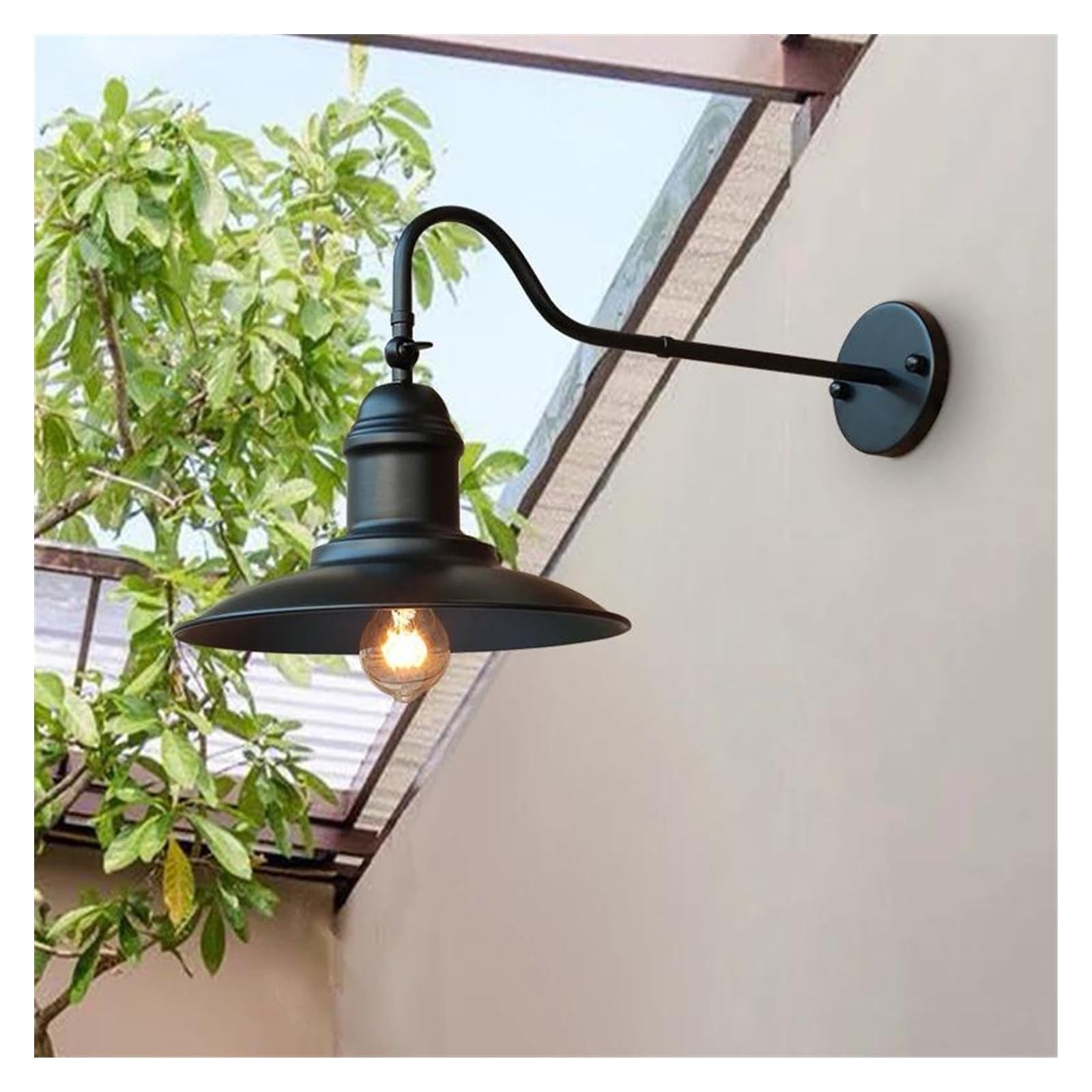 ZTCHSENZT Wall Sconces, Industrial Wall Lamp Porch Outdoor Courtyard Garden Billboard Park Light Stair Bedside Bedroom Lighting,Black
