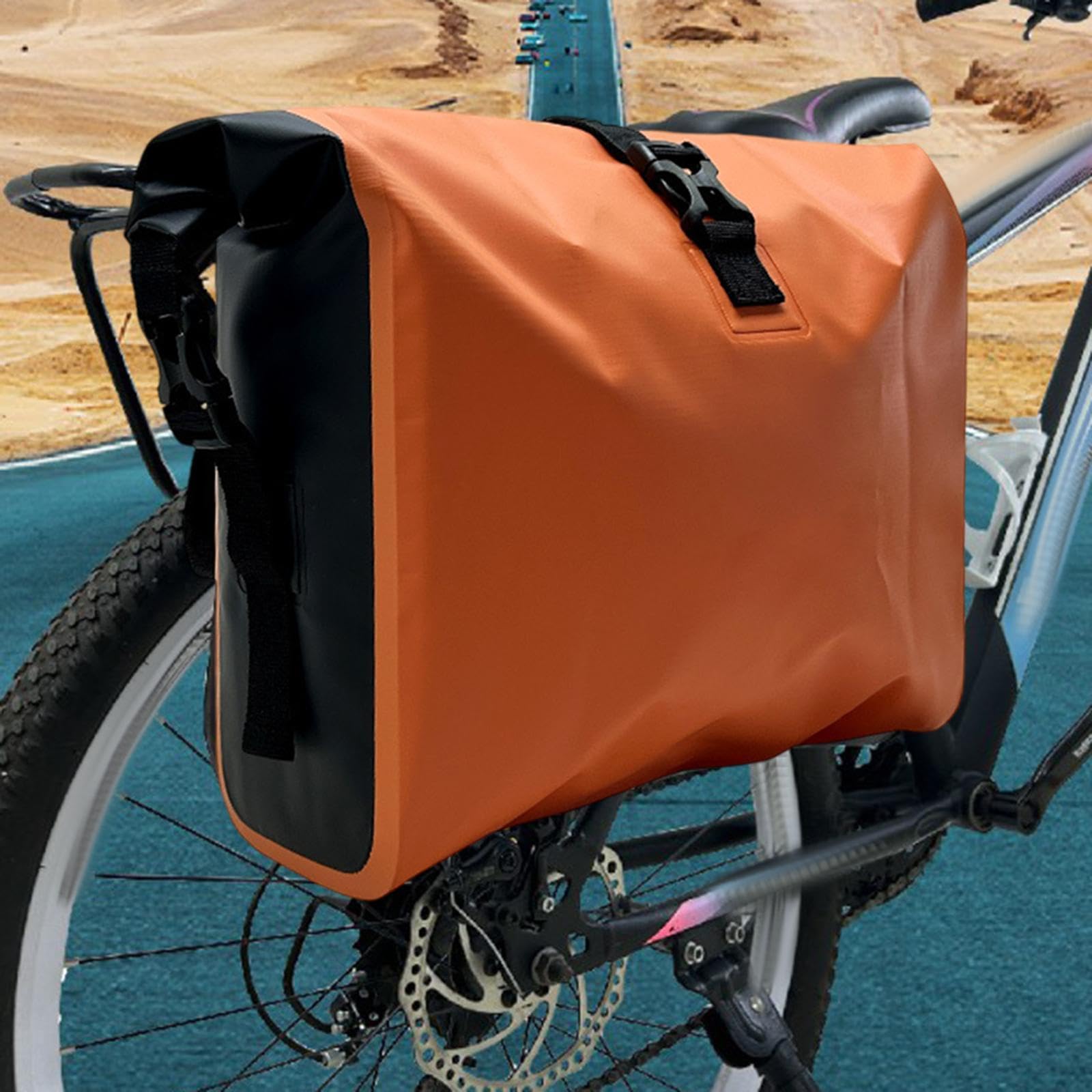 kowaku Waterproof Bike Pannier,Bicycles Rear Rack Bag,PVC Saddle Bag Backseat Storage Pouch for Accessories Traveling Cargo, orange