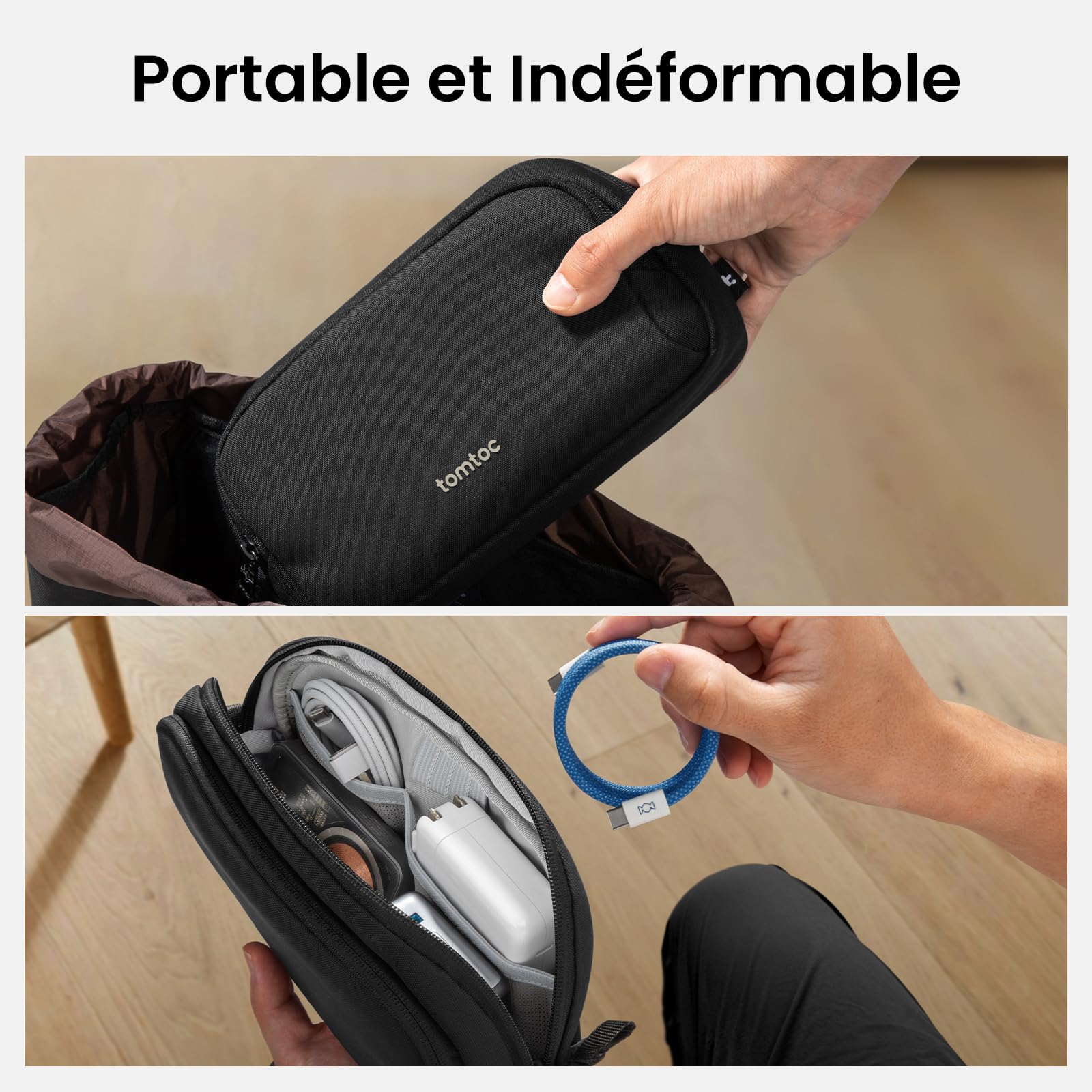 Tomtoc Sac de Rangement Câble, Organisateur de Câbles Portable Tech Pouch pour Accessoires Techniques et Voyage