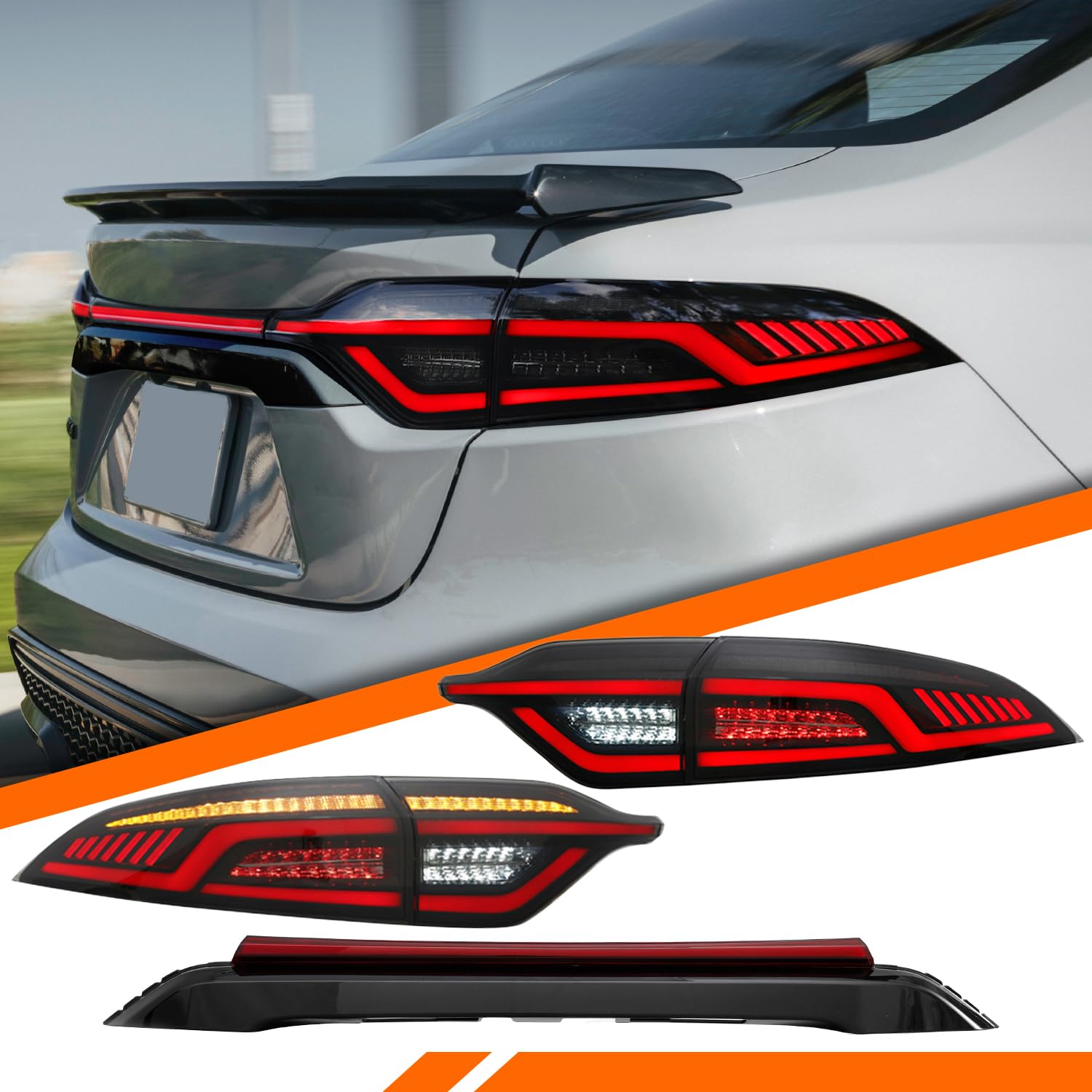 COOLDNA LED Tail Lights for Toyota Corolla 2020-2024 Taillight Assembly with Tailgate Light/Start up Animation/Sequential Turning Signal Rear Lamp (