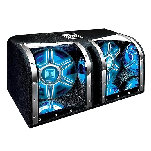 Dual Electronics BP1204 High Performance 12 inch Car Audio Subwoofers in a Tuned Bandpass Enclosure with Blue illumiNITE LED Illumination and Plexiglass Viewing Windows and 1,100 Watts of Peak Power