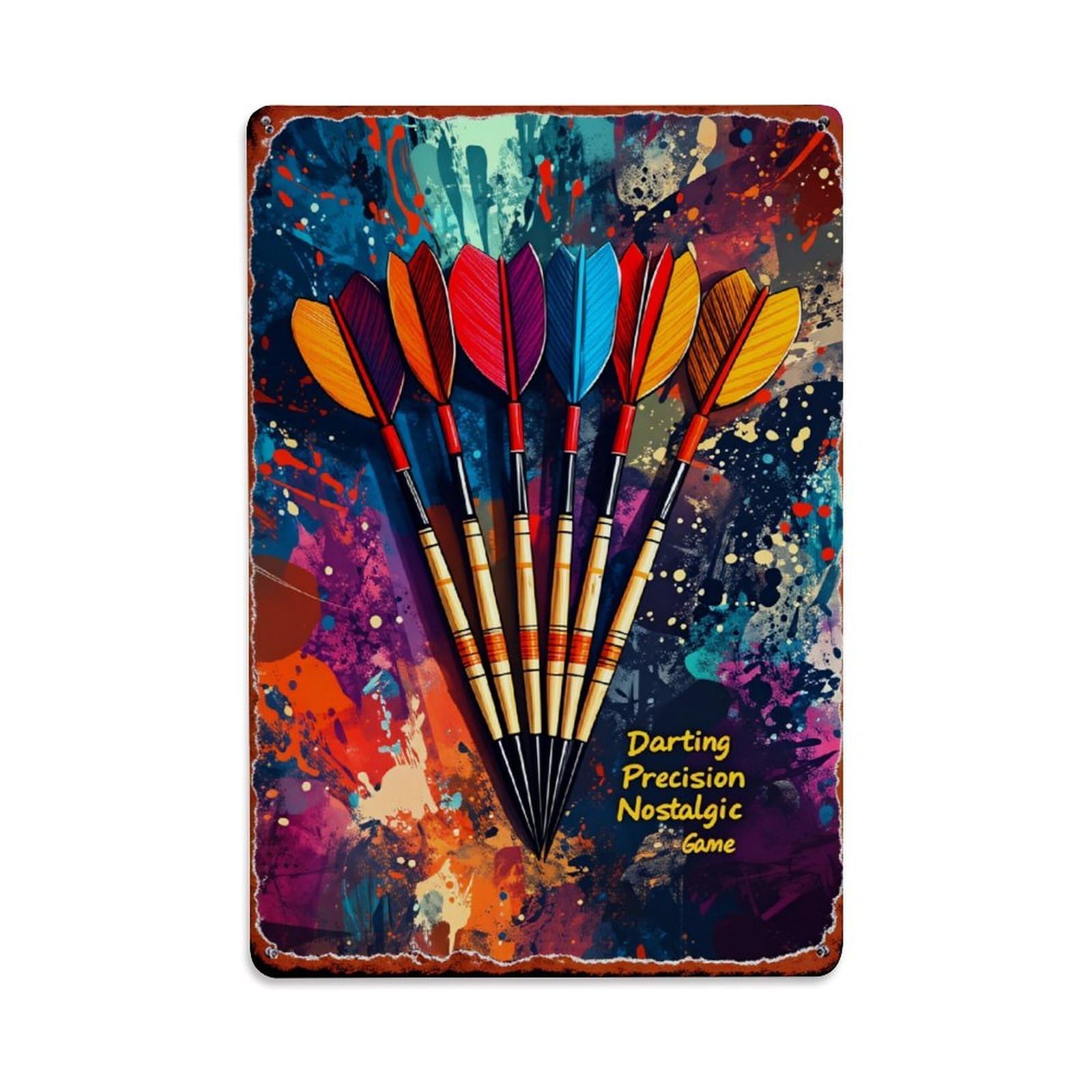 Colorful Dart Arrows Artistic Background Retro Metal Tin Sign, Vintage Decor Art Poster for Bar, Home, Man Cave, Kitchen, Laundry Room Gift 8x12Inch