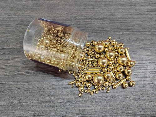 Miniatura 3 de Gránulos comestibles de azúcar con perlas doradas, tamaño mixto, para hornear, decoraciones comestibles para pasteles, decoración de galletas, boda,