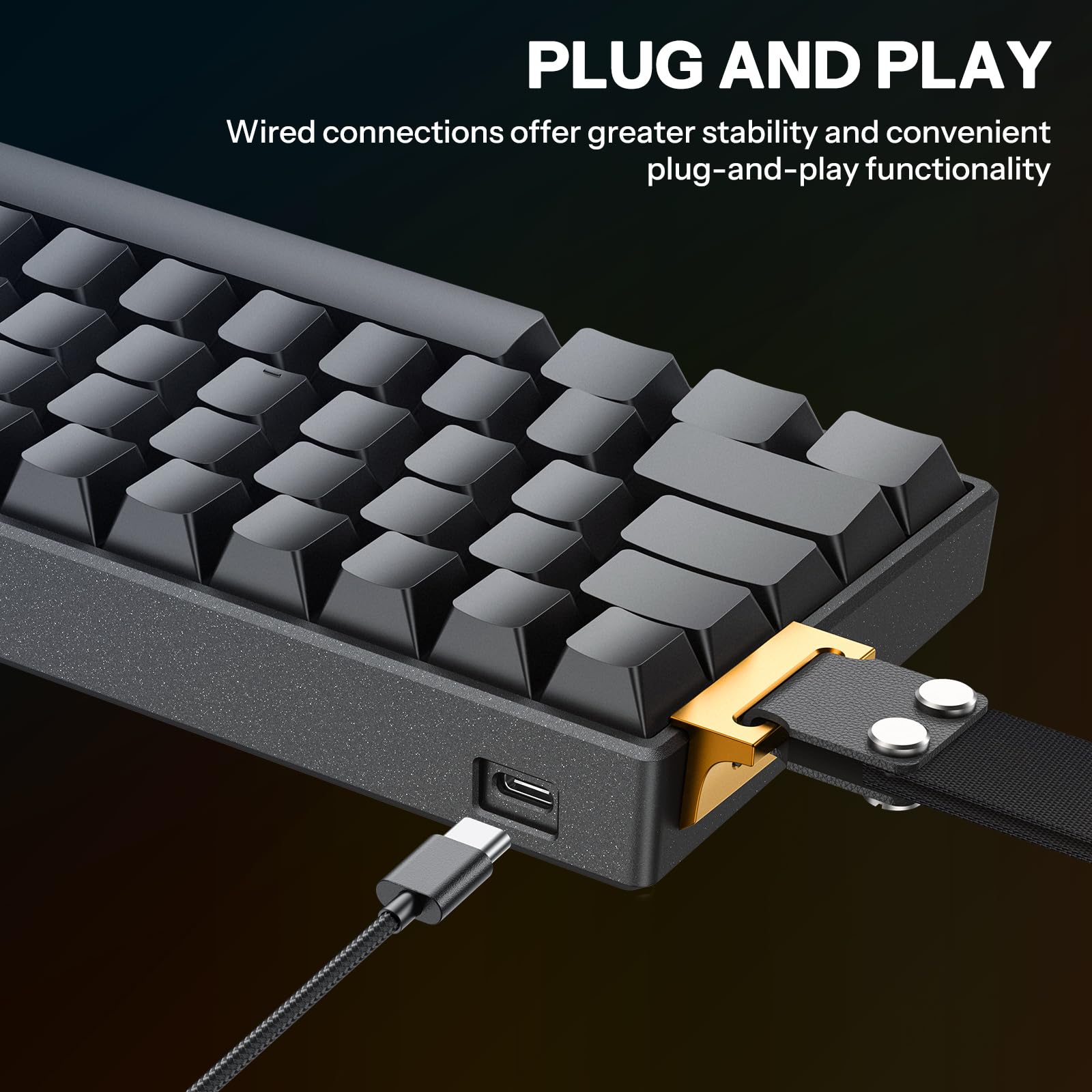 OMOTON Aluminum Magnetic Switch Gaming Keyboard, 65% Compact Mechanical Keyboard Hall Effect with 0.01ms Response, Side-Printed PBT, Hot Swappable Wired Keyboard with Knob for FPS Gamers, Black — view 7