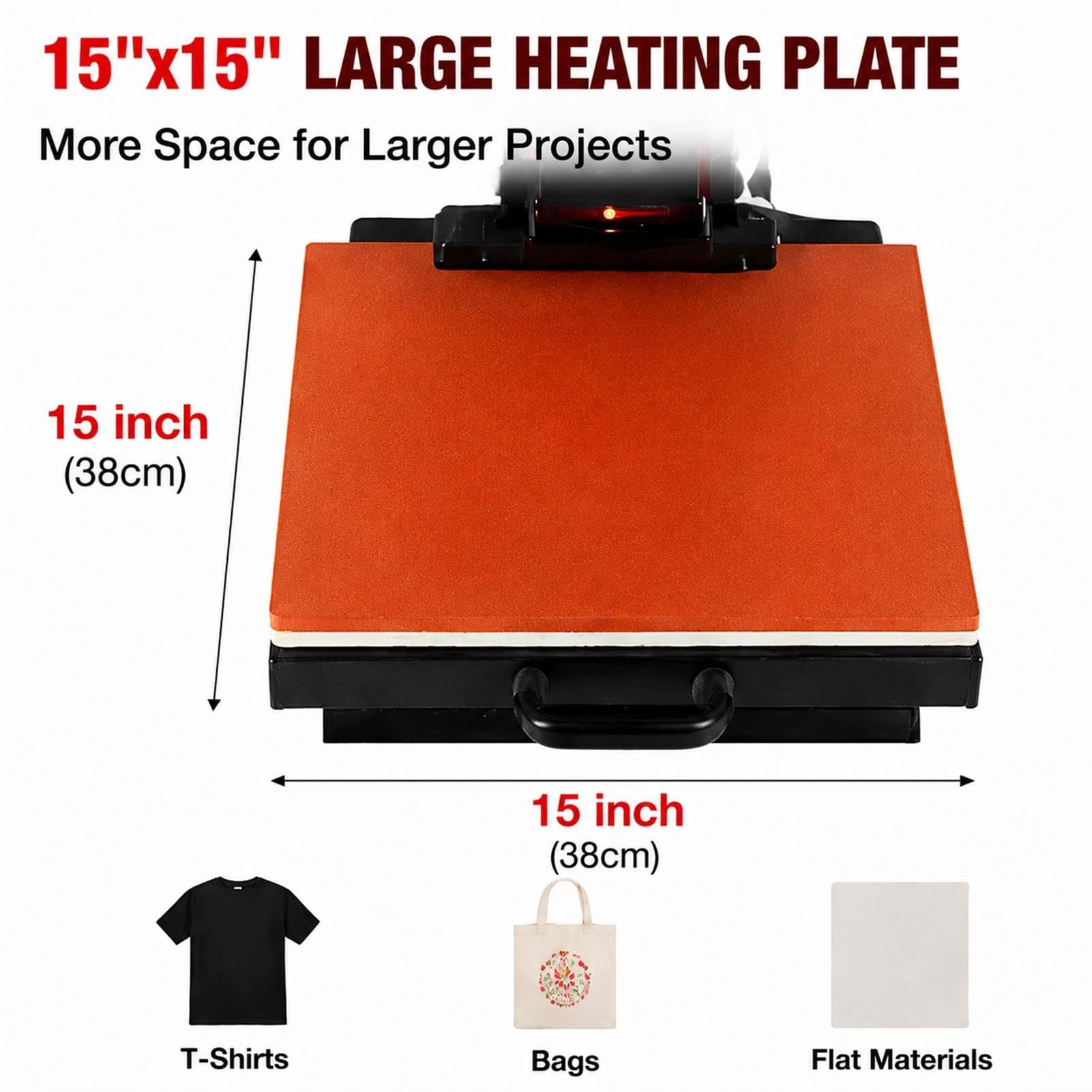Prensa de Calor Textil con Ajuste de Presión y Pantalla LCD | Diseño con Base en U,Permite Introducir las Prendas Fácilmente,Ideal para Estampado Textil y Sublimación