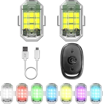 2 Pack Drone Strobe Light with Remote Control for DJI Mini 5 Pro/Mavic 4 Pro/Phantom 3/4 Mavic Mini Air Avata Series Drone Night Flight FAA Anti-Collision Rechargeable LED