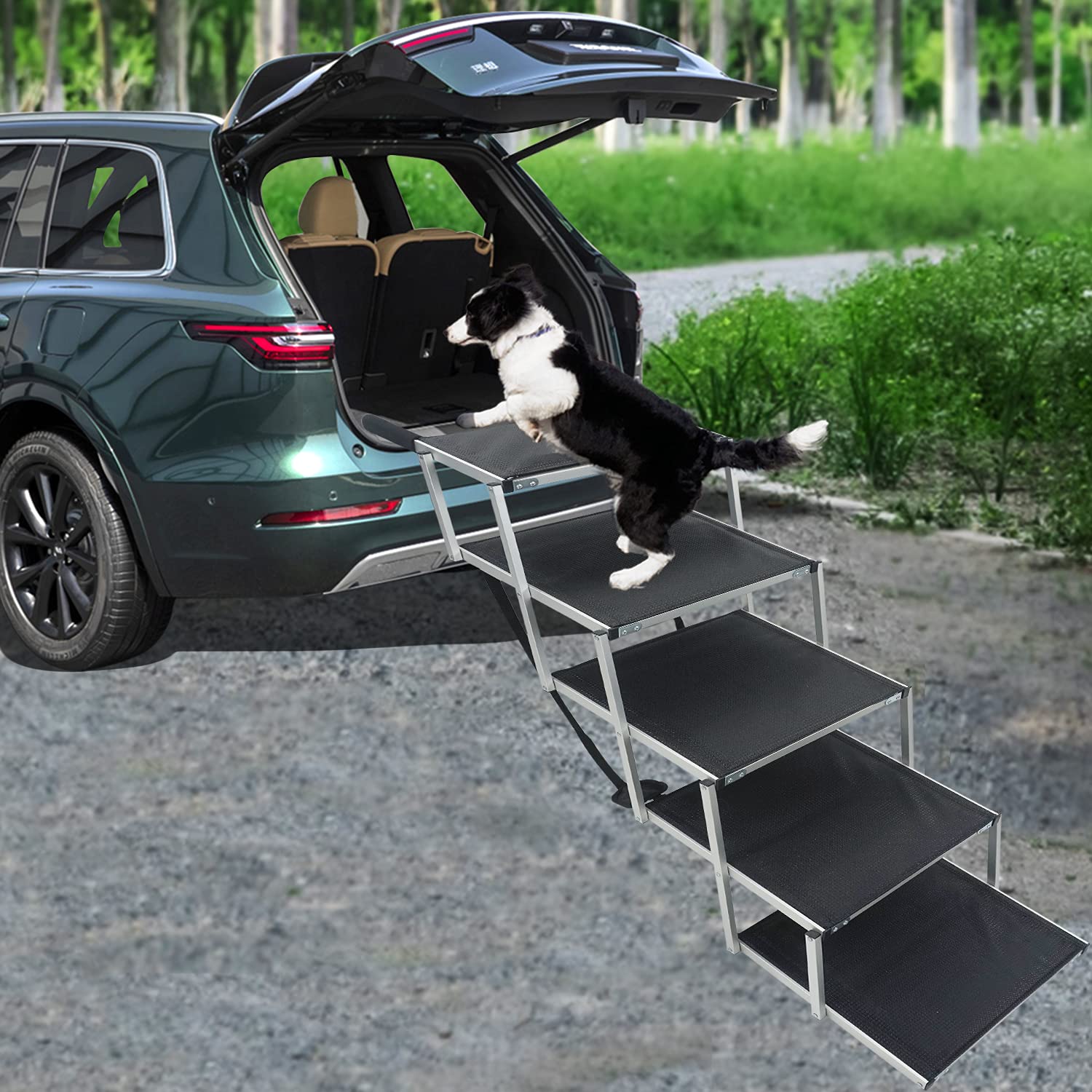 maxpama Extra Wide Aluminum Folding Dog Ramp for Large Dogs Portable