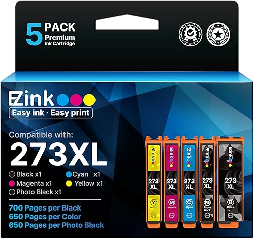 E-Z Ink Cartucho de tinta remanufacturado 273 de repuesto para Epson 273xl T273XL para usar con XP-520 XP-600 XP-610 XP-620 XP-800 XP-810 XP-820