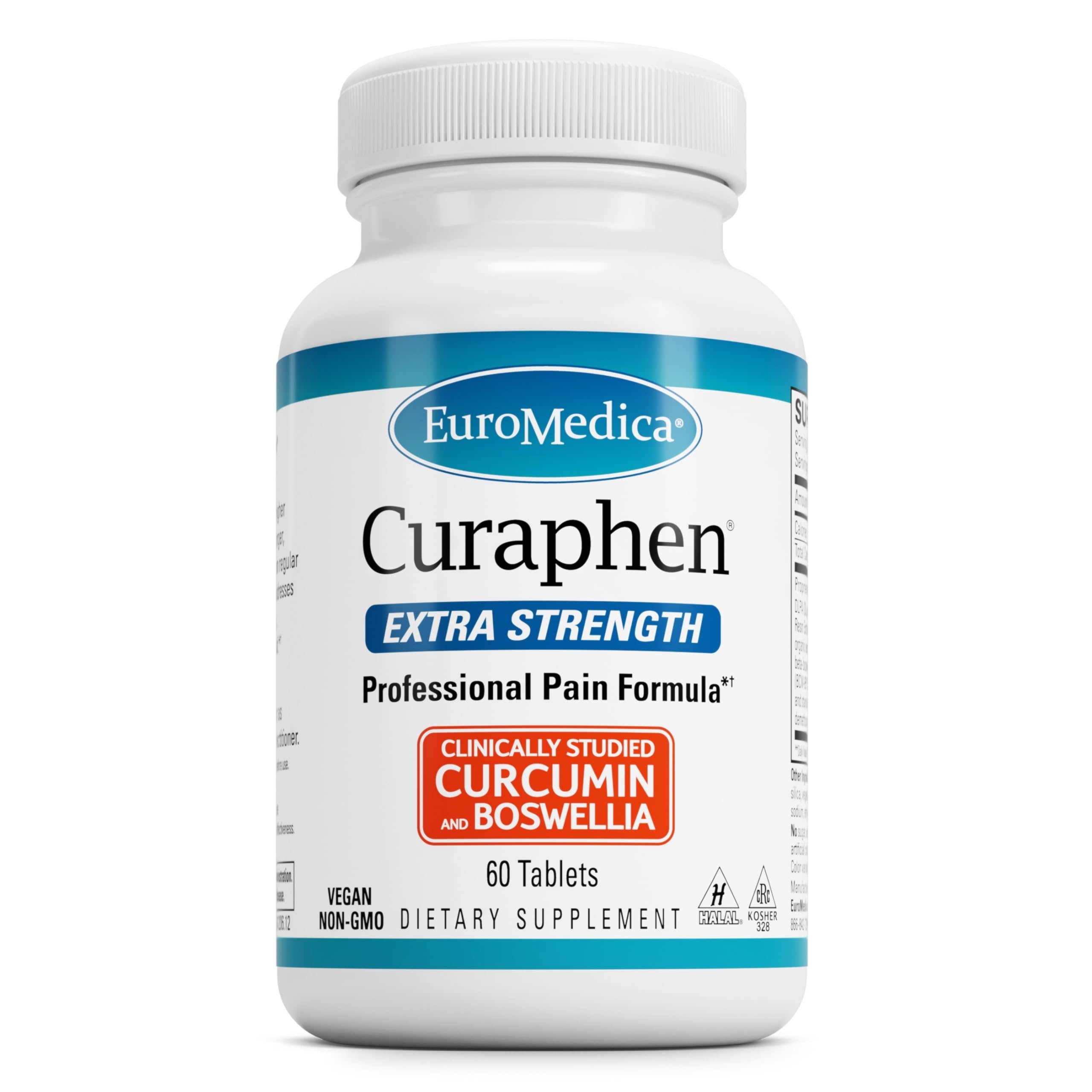 EuroMedica Curaphen Extra Strength - Curcumin & Boswellia Supplement for Healthy Circulation Support - Turmeric Supplement to Support Joints, Muscle Health & Endorphin Production - 60 Tablets