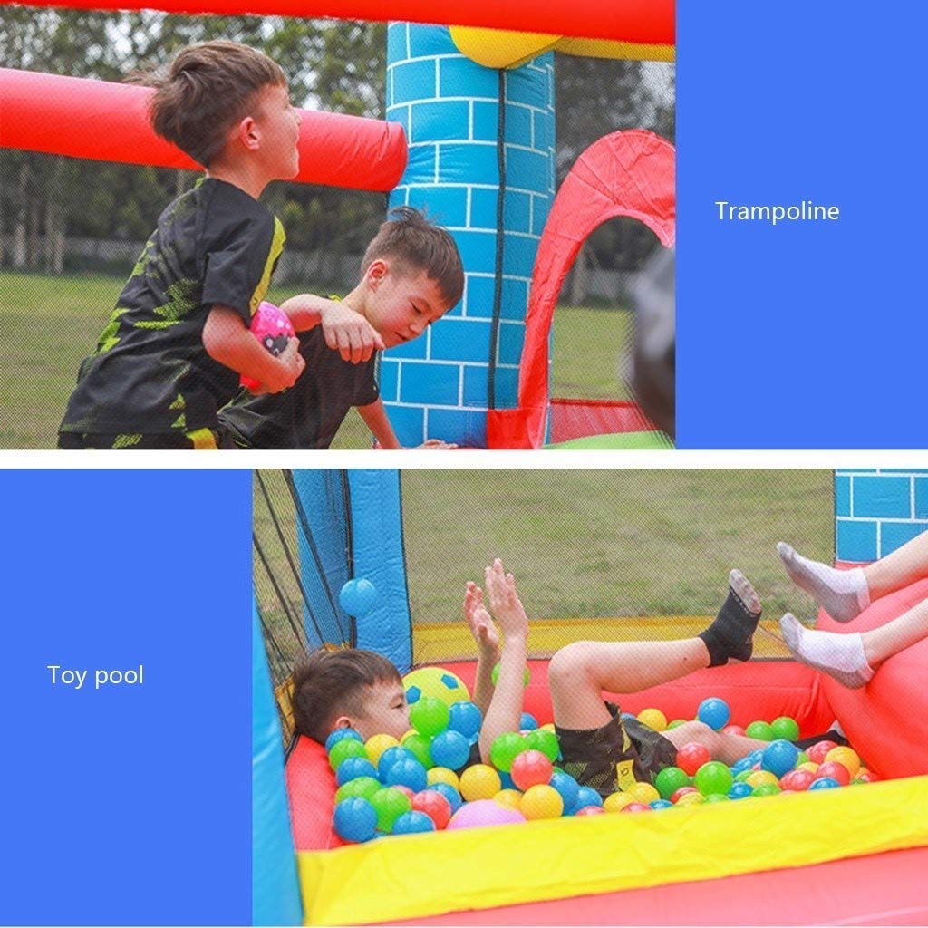 Castillo Hinchable, Castillo Inflable, Trampolín Cuadrado De Jardín Infancia Interior Y Exterior Pequeño Regalo Juguete for Niños,Azul