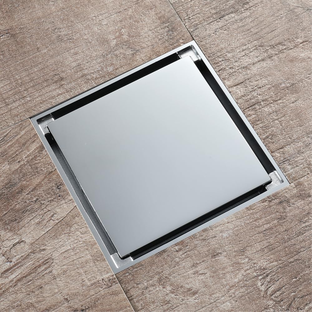 Drenaje de Ducha, Desague Ducha Drenaje de Piso Cuadrado 12x12cm Cromado latón Inodoro Moderno baño Ducha colador Pelo Cocina Anti Olor desagües