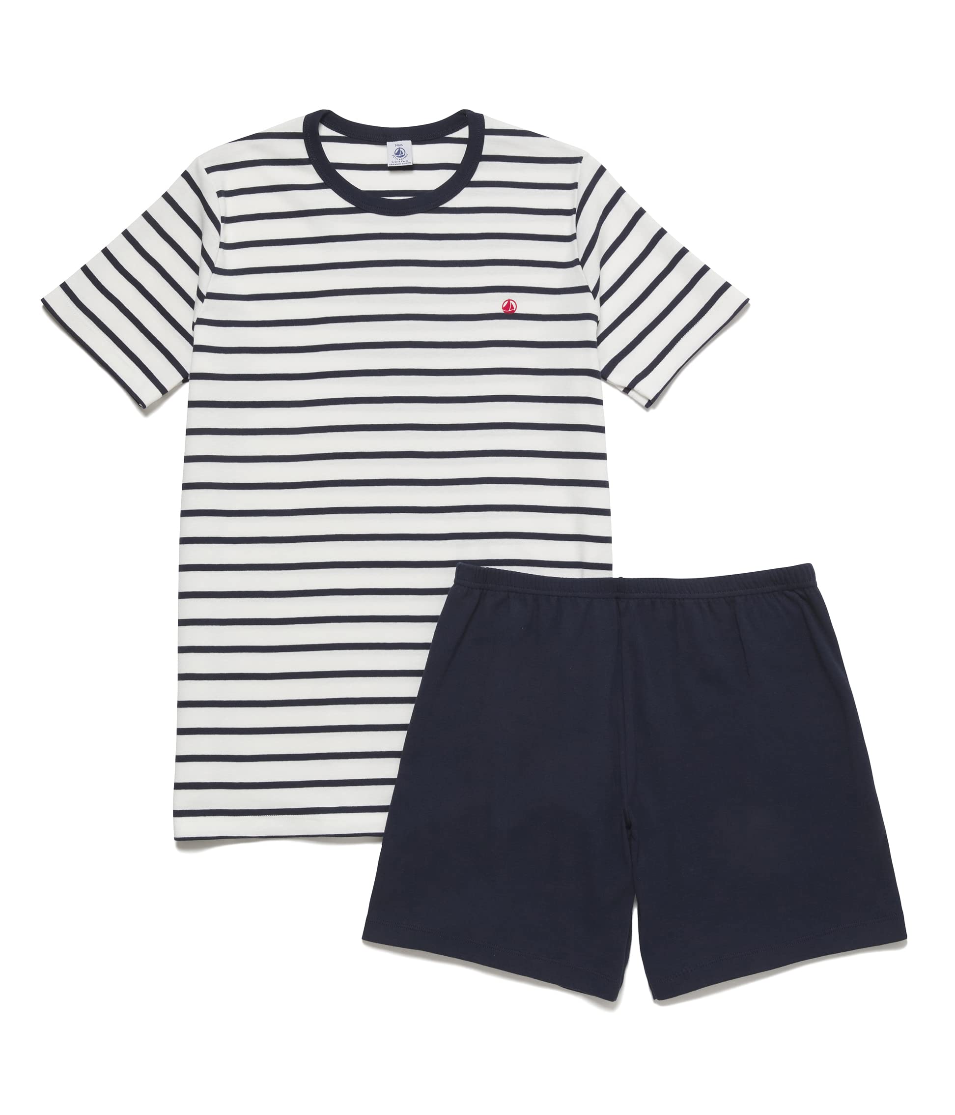 Petit Bateau Piżama chłopięca, Biały Marshmallow/Niebieski Smoking, 18 ans