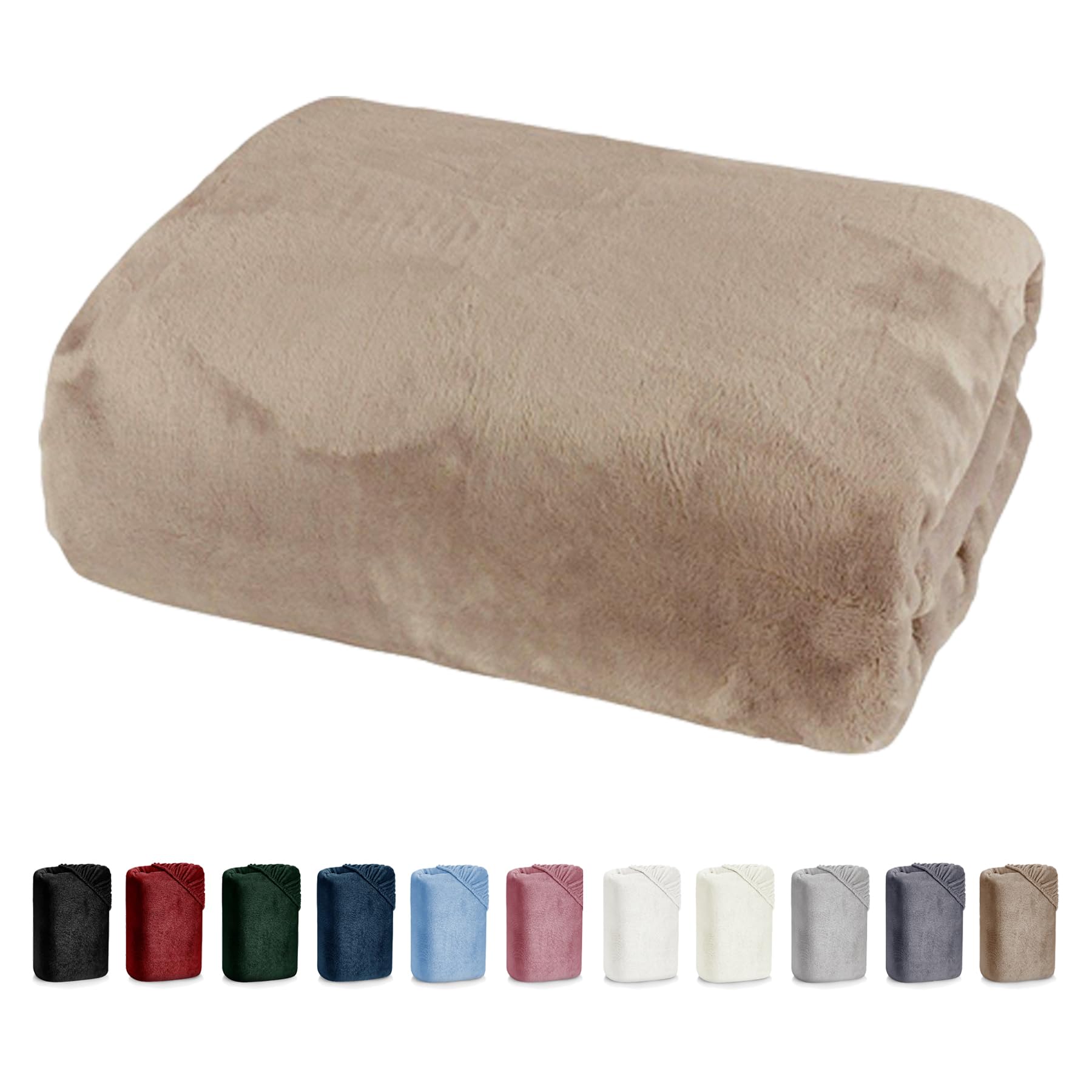 Bettlaken 180x200 Cashmere Touch Spannbettlaken Super Soft Winter Spannbetttuch Nicky Plüsch Teddy Typ585 Öko-Tex pflegeleicht Taupe auch für 200x200 bis 200x220 Küche, Haushalt & Wohnen