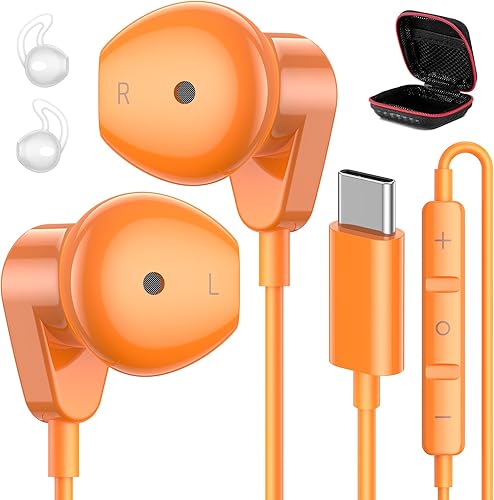 Miniatura 10 de APETOO Auriculares USB C para iPad Pro iPhone 15 15 Pro Max, auriculares estéreo de alta fidelidad USB tipo C, auriculares USB C con cable con