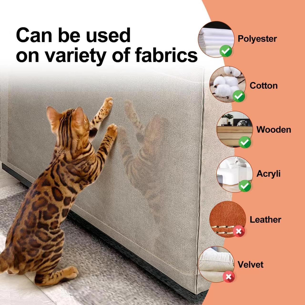 review Cat Scratch Furniture Protector -6 Pack,Cat Training Couch Protector,Adhesive Clear Cat Scratch Deterrent Tape for Furniture,Anti Scratching Sticky Tape,Couch Guards for Cats (6)