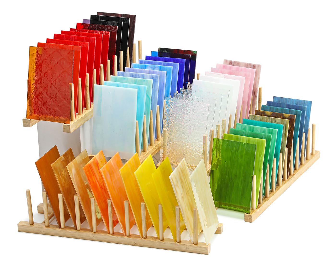 CHICSHIS 50pcs Coloured Art Glass Packs - 4x6 Inches Iridescent, Opaque & Transparent Stained Glass Kit for Craft Mosaic Project