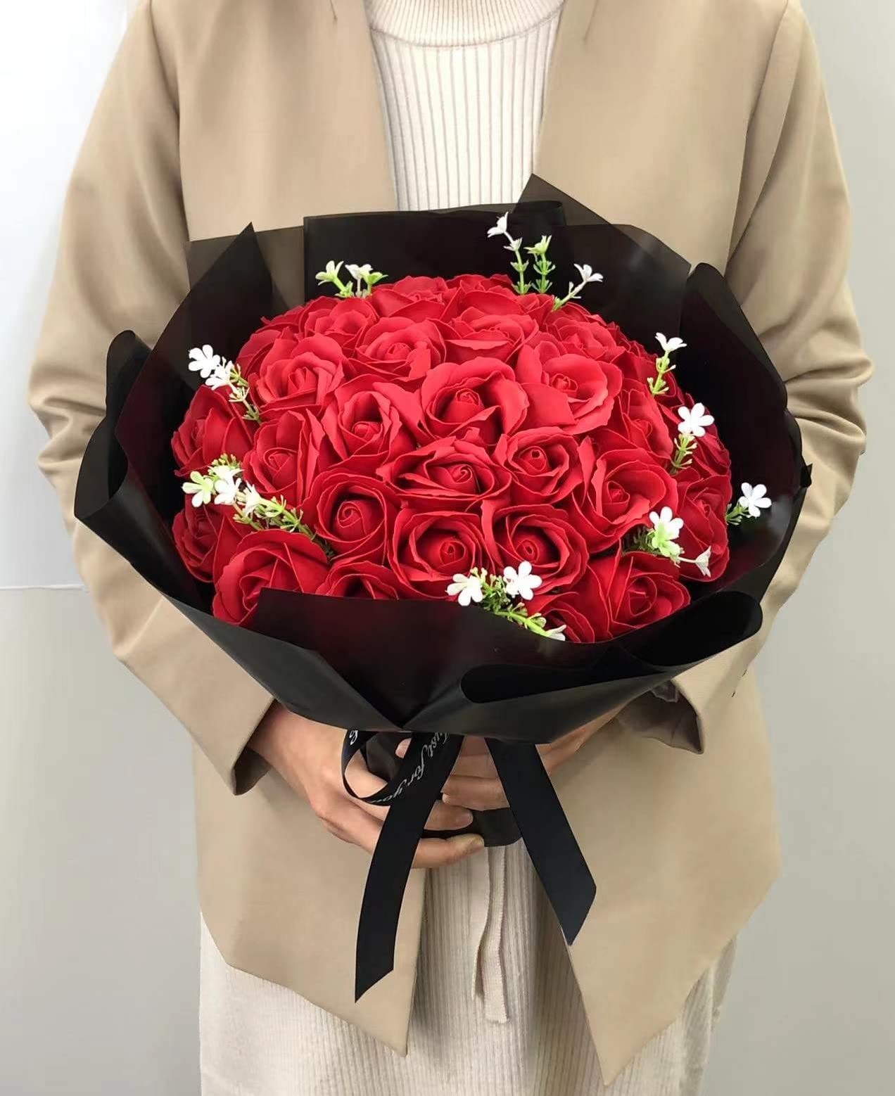 Amazon｜SCAMPER ソープフラワー 花束 バラ レッド 33本 ブーケ 誕生日