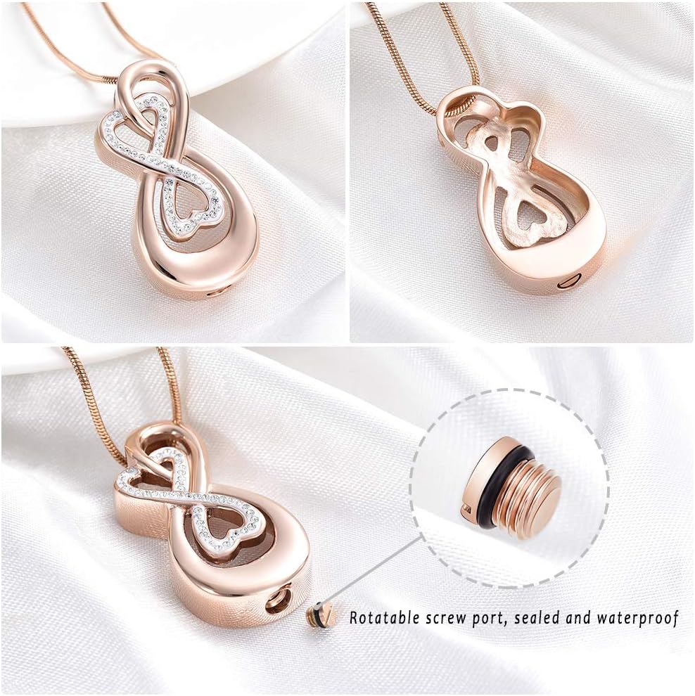 Infinity Love Urn Pendant Stainless Steel Snake Chain Cremation Jewelry for Ashes for Woman Free Filling Tools Include - Image 4