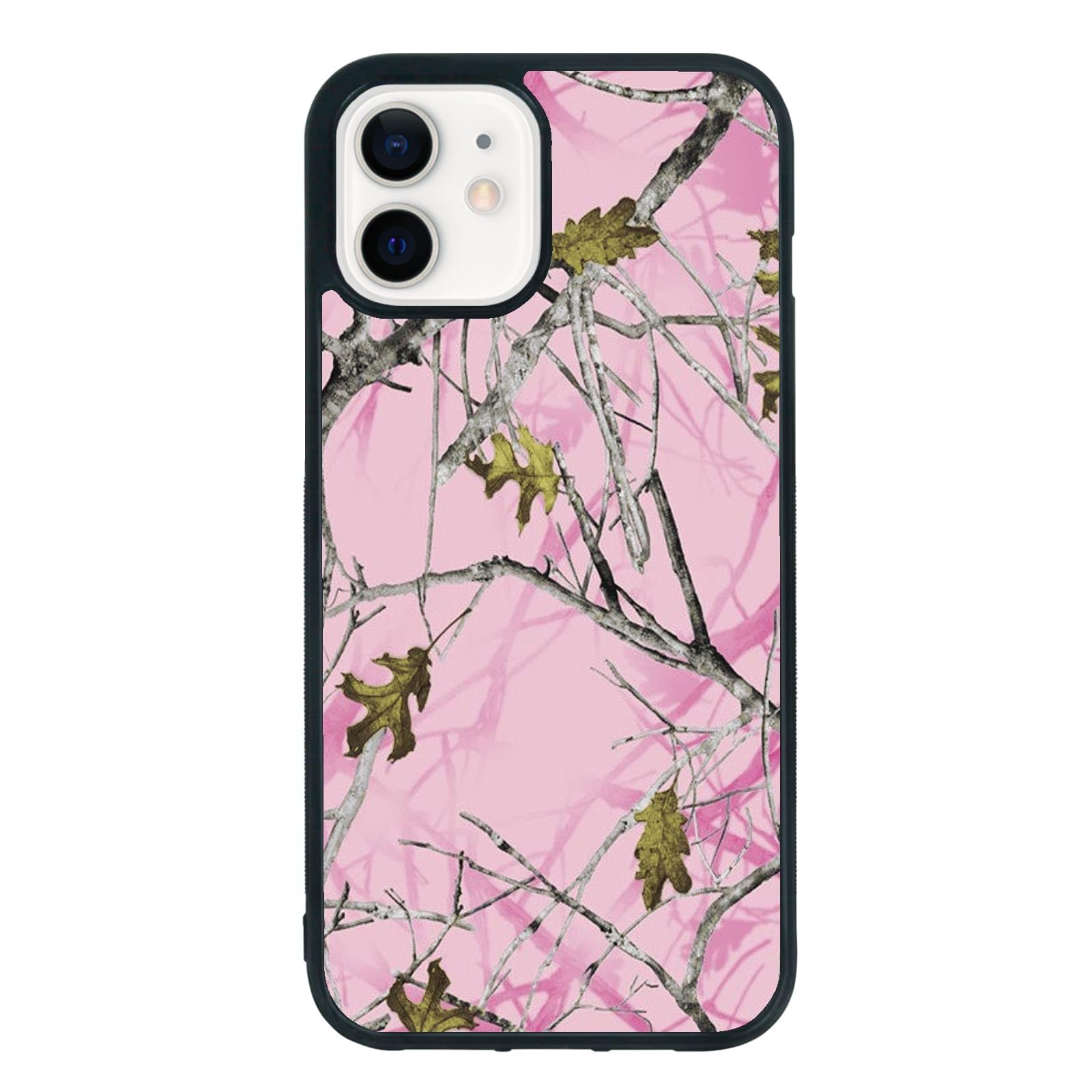 qizjio Pink Camo Phone Case Shockproof Protective Hunting Phone Cover for iPhone 12 / iPhone 12 Pro