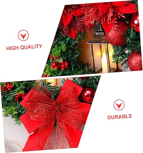 Miniatura 7 de OSALADI Guirnalda de luces de Navidad artificial para puerta, corona de Navidad, corona grande con lazo, corona de Navidad LED, decoración de