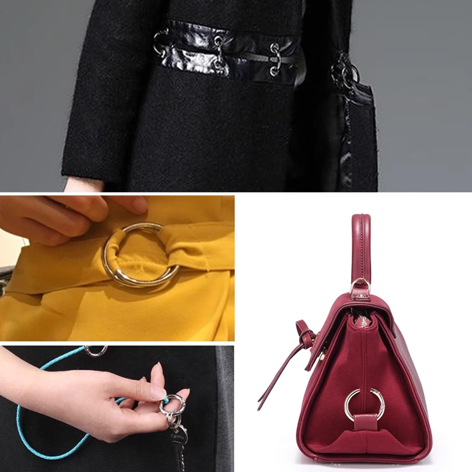 10 moschettoni rotondi da 45 mm, in lega, con moschettone, rotondi, per portachiavi, borse, fai da te, accessori