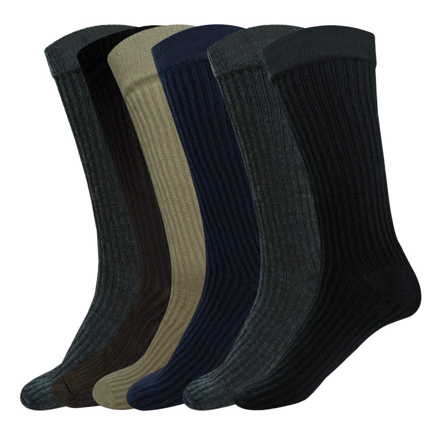 Sponsored Ad - Men's Cotton Calf Length Ribbed Formal Socks, (Pack of 6 Pairs)
