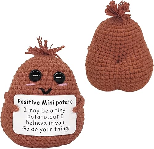 Miniatura 8 de KALAWALK Cabeza de papa divertida positiva con tarjeta Mini ganchillo tejido para apoyo emocional hecho a mano, regalo en escabeche, decoración de