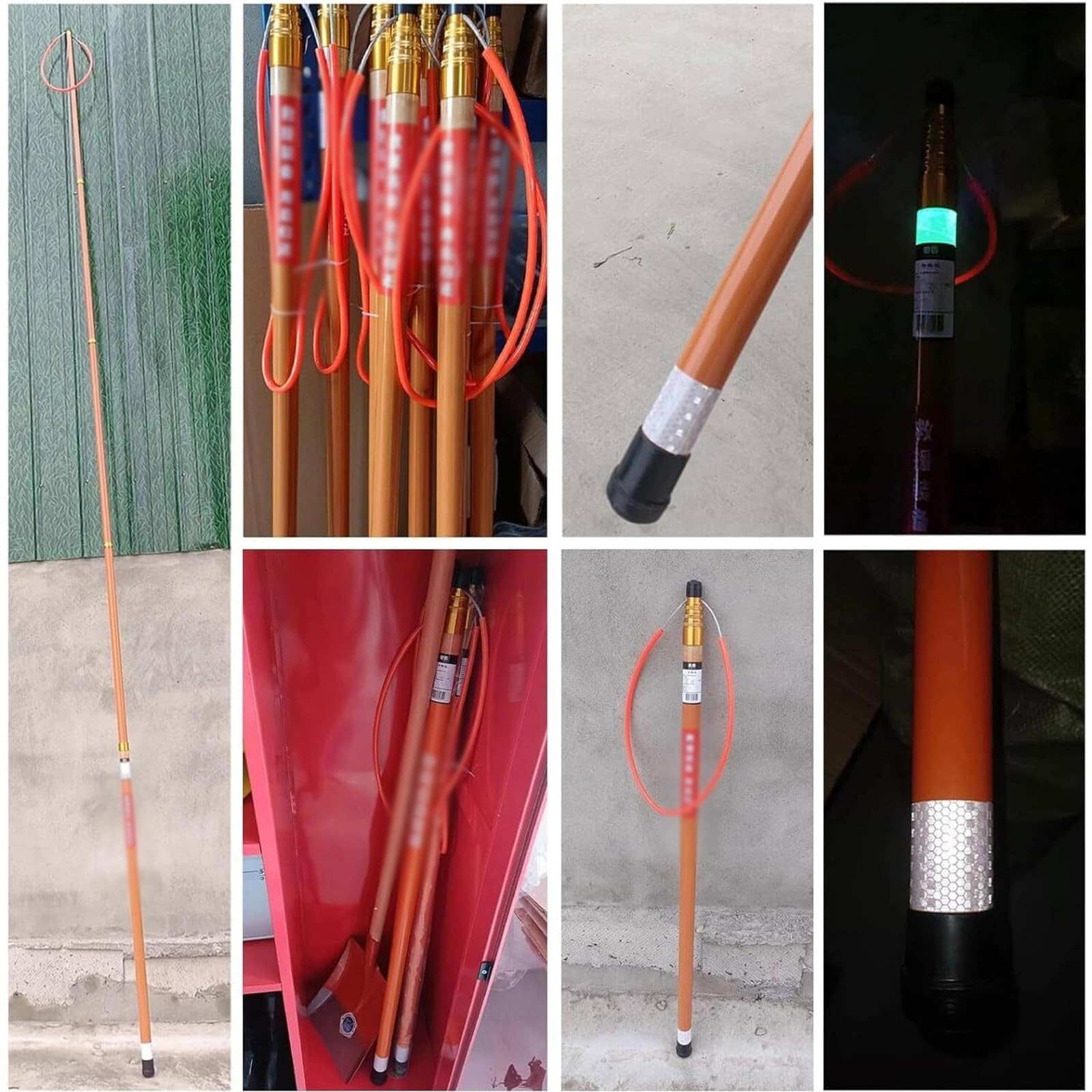 Poste de gancho de seguridad para piscina, barra telescópica para salvar vidas con capacidad de carga de 120 kg, diseño luminoso nocturno y reflectante para seguridad en el agua