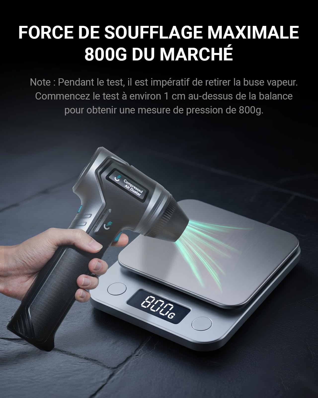T800 Souffleur Air Comprimé – 800G Pression max, souffleur puissant sans fil, moteur sans balais rechargeable et durable, 3 vitesses réglables pour clavier, voiture, maison, ter