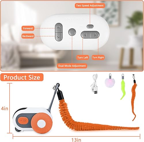 Miniatura 2 de Teazys - Auto eléctrico inteligente de juguete para gatos, juguetes interactivos para interiores, juguete para gatos Teazys Turbo Tail 2.0, juguete