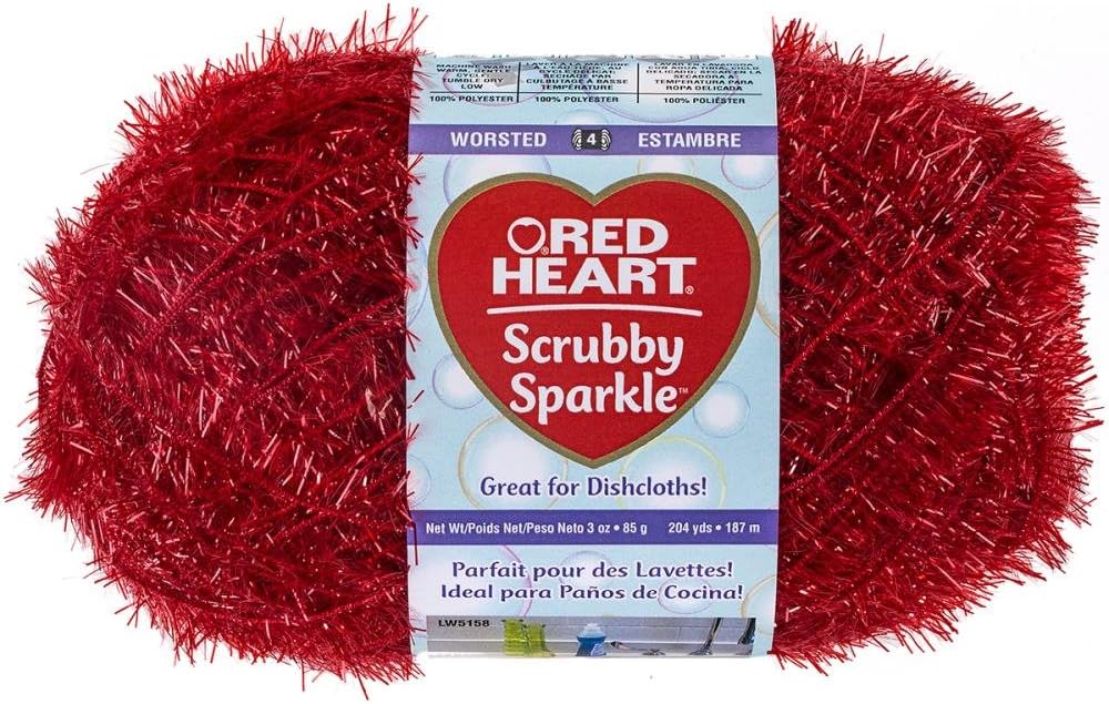 Red Heart Scrubby Sparkle Yarn, 3oz, 6-Pack