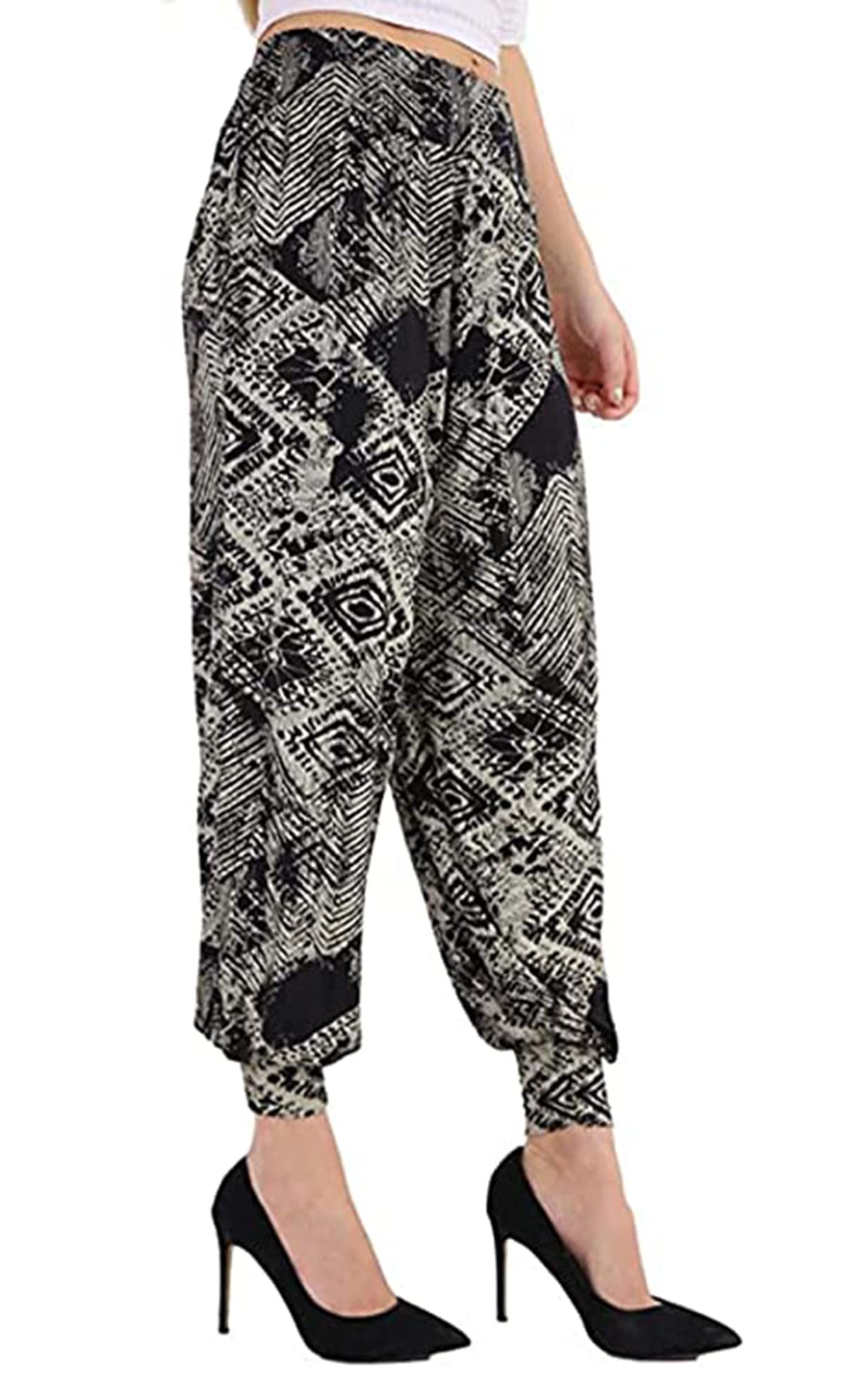New Womens Printed Hareem Loose Baggy Trousers Ladies Print Pattern Long Harem Pants Plus Size (24-26, Tiedye Square)