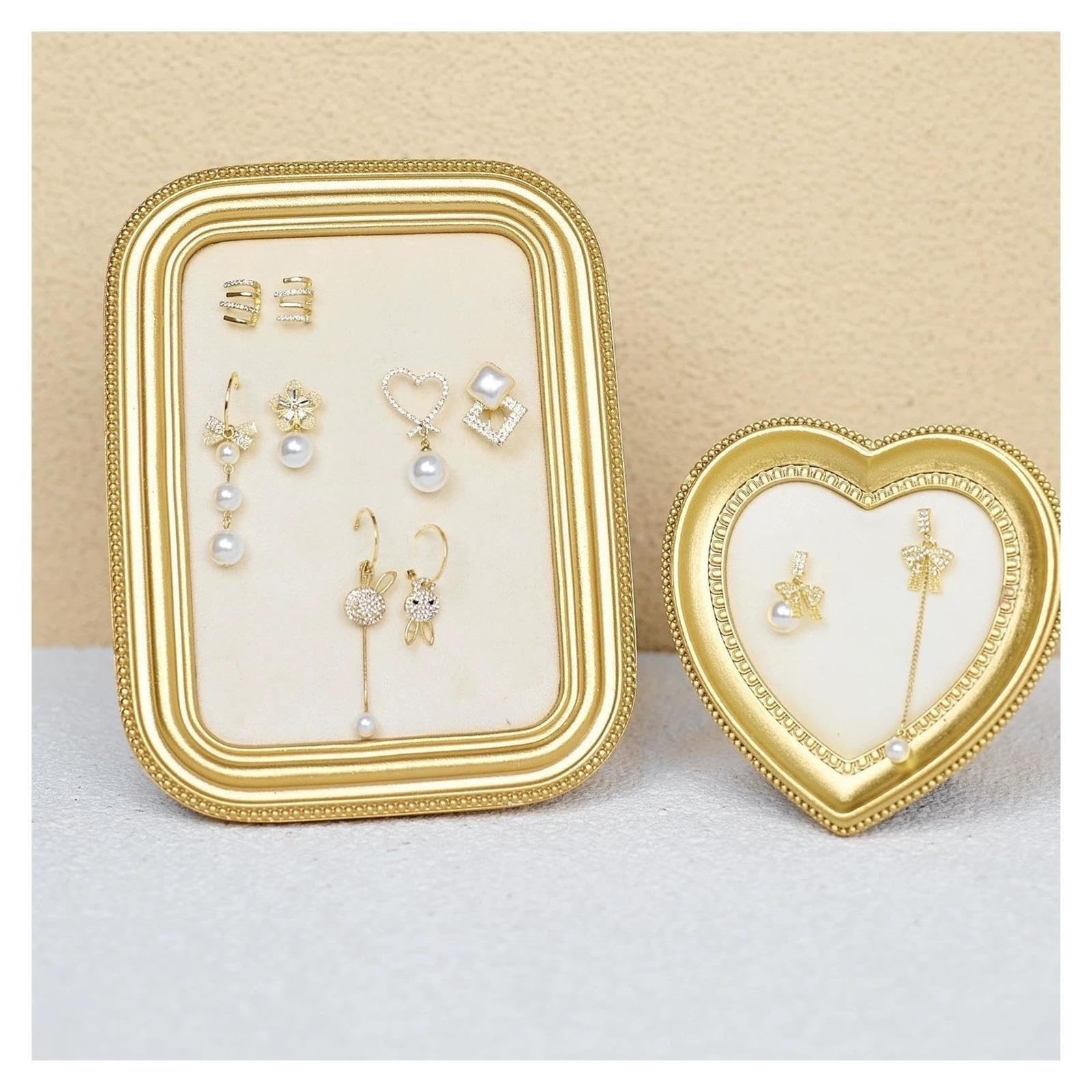 Présentoir Présentoir de boucles d'oreilles et colliers en velours résine, ensemble 3