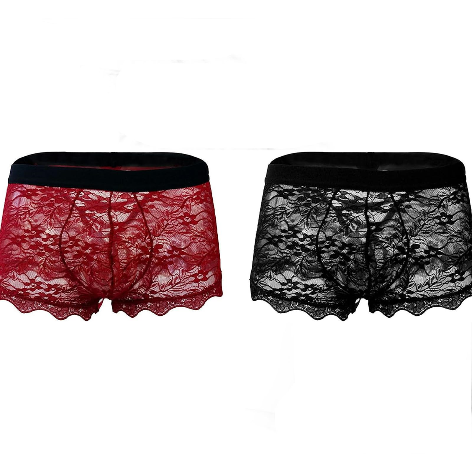 Boxer Uomo Pacchetto da 2 Pacchetti di Biancheria da Biancheria Trasparente da Uomo A Bassa Vita, Pantaloncini da Boxer Traspirante Comodi Ed Eleganti Brief-2 Black-l