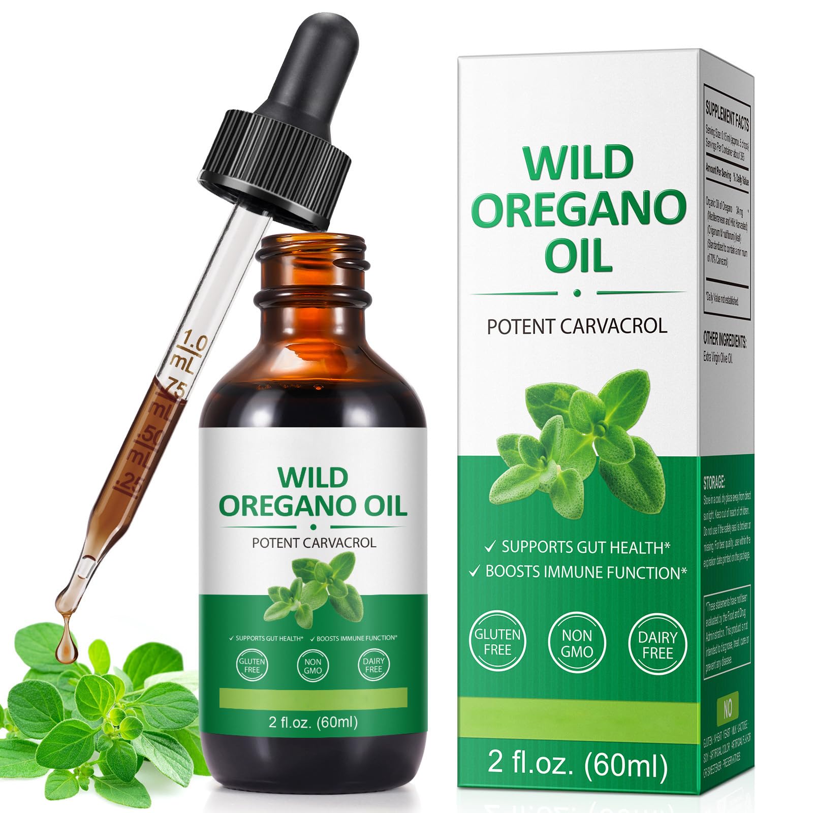 Olio di Origano, Olio di Origano Biologico, l'olio Essenziale di Origano Può Stimolare il Sistema Immunitario, Fornire Supporto Immunitario 2 Fl oz