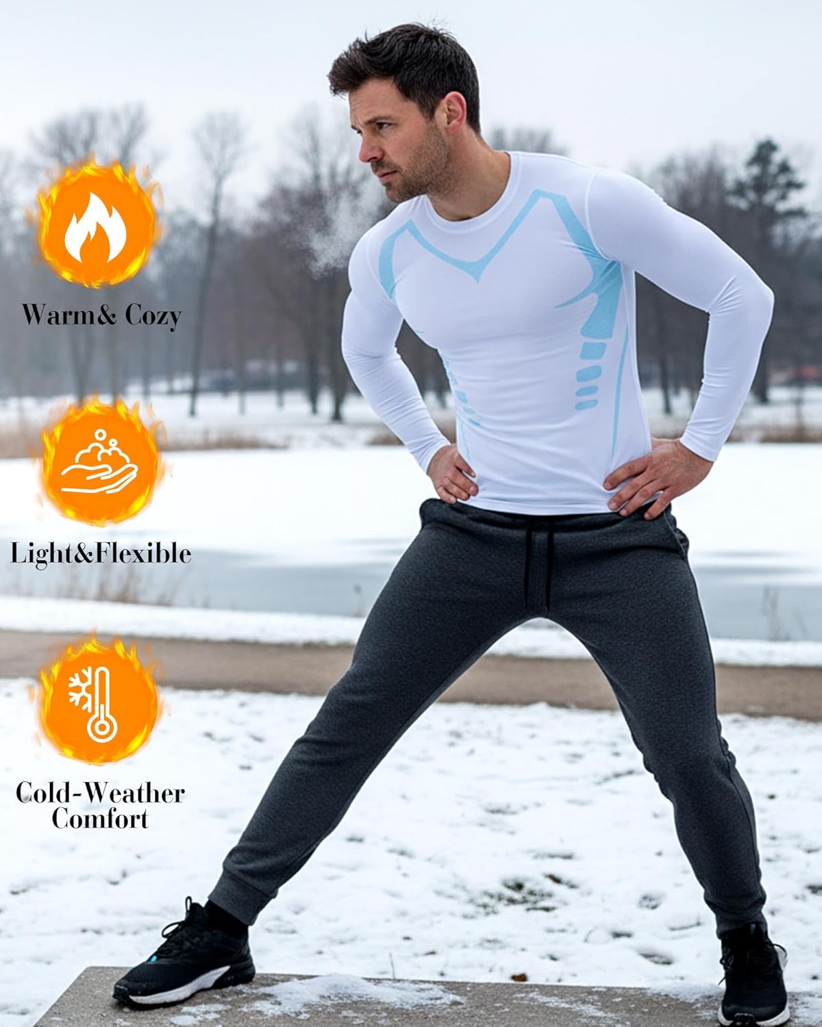 Coume 4 Pack Men's Thermal Compression Shirts Fleece Lined Long Sleeve Undershirt Athletic Base Layer for Cold Weather - Image 6