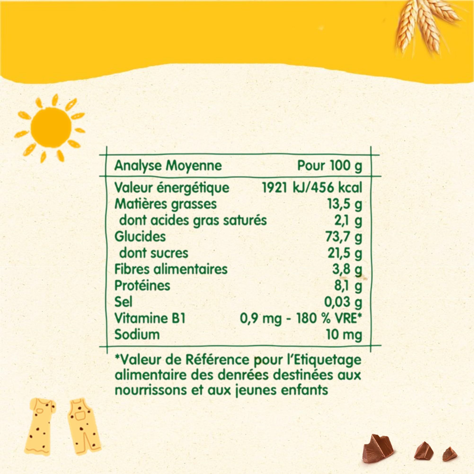 Blédina Mini Matin, Biscuits Multicéréales pour bébé, Dès 15 Mois, Pépites de Chocolat, 168g (Lot de 10)
