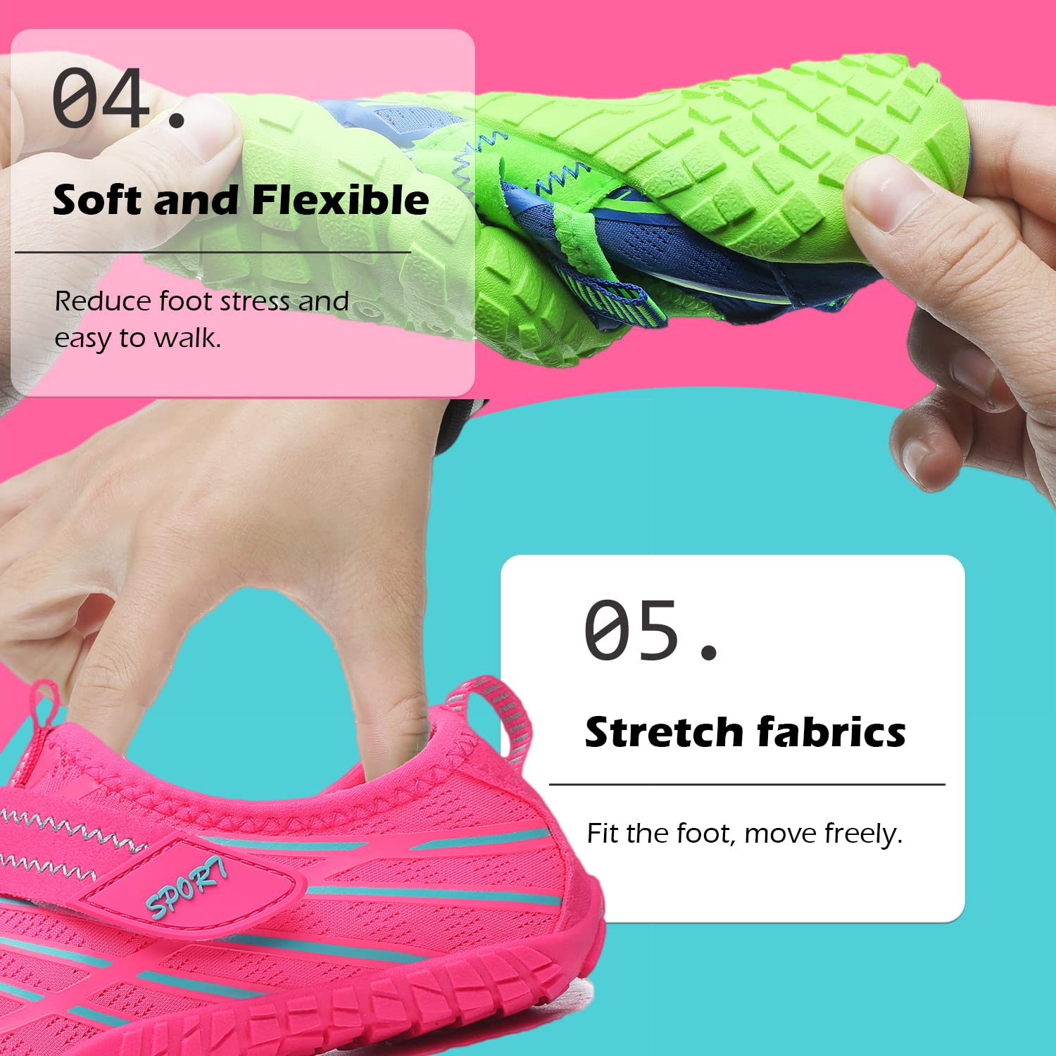 Chaussures d'eau Enfants Garçons Filles Séchage Rapide Antidérapant Pieds Nus Chaussures Plage Piscine Surf Sport Chaussures de Bain Aquatiques