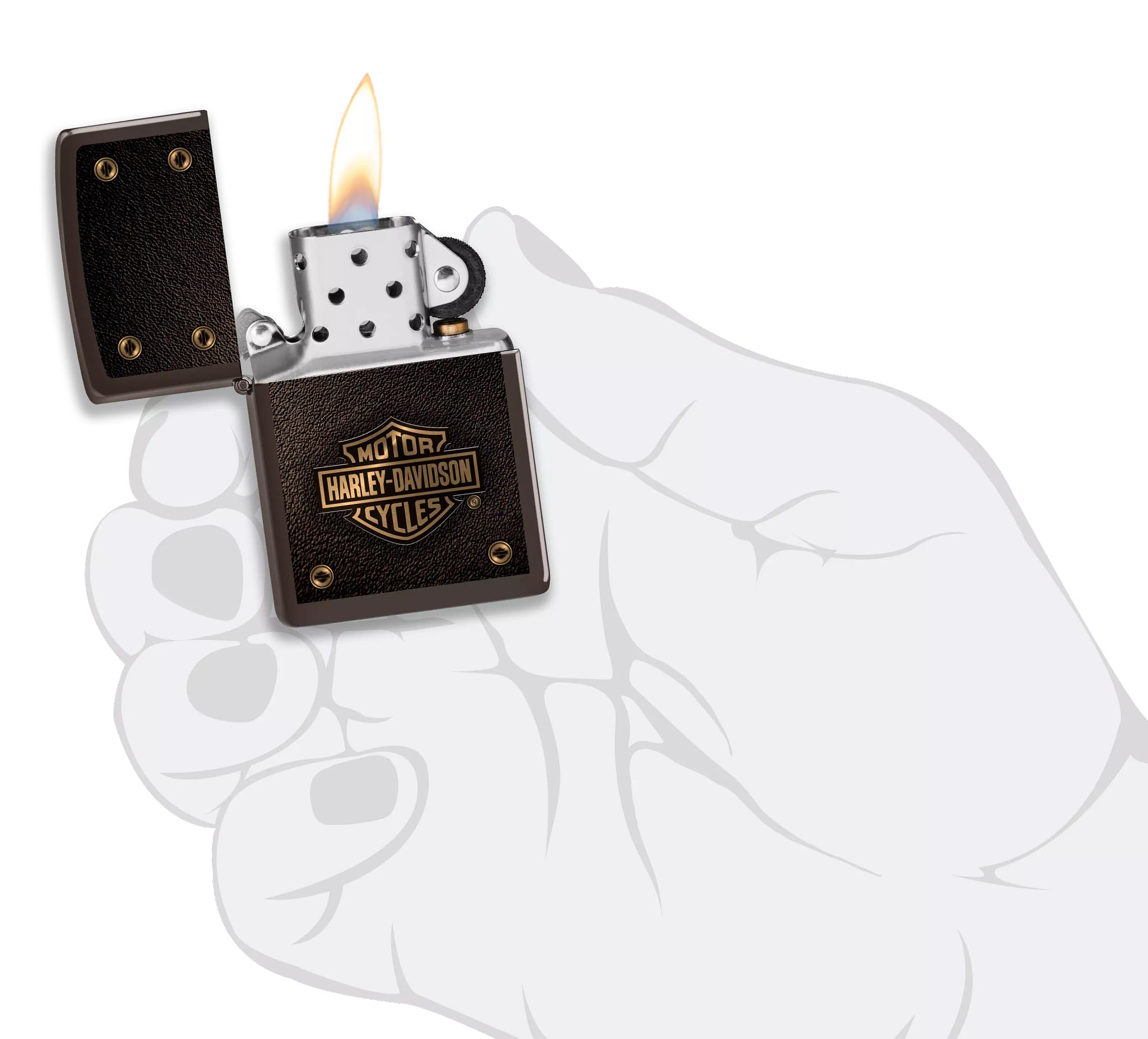 Accendino Zippo® Harley-Davidson® 29739, Accendino Antivento Ricaricabile Zippo, Realizzato in Metallo con Caratteristico click Zippo, Color Nero, Made in USA, Ottima Idea Regalo