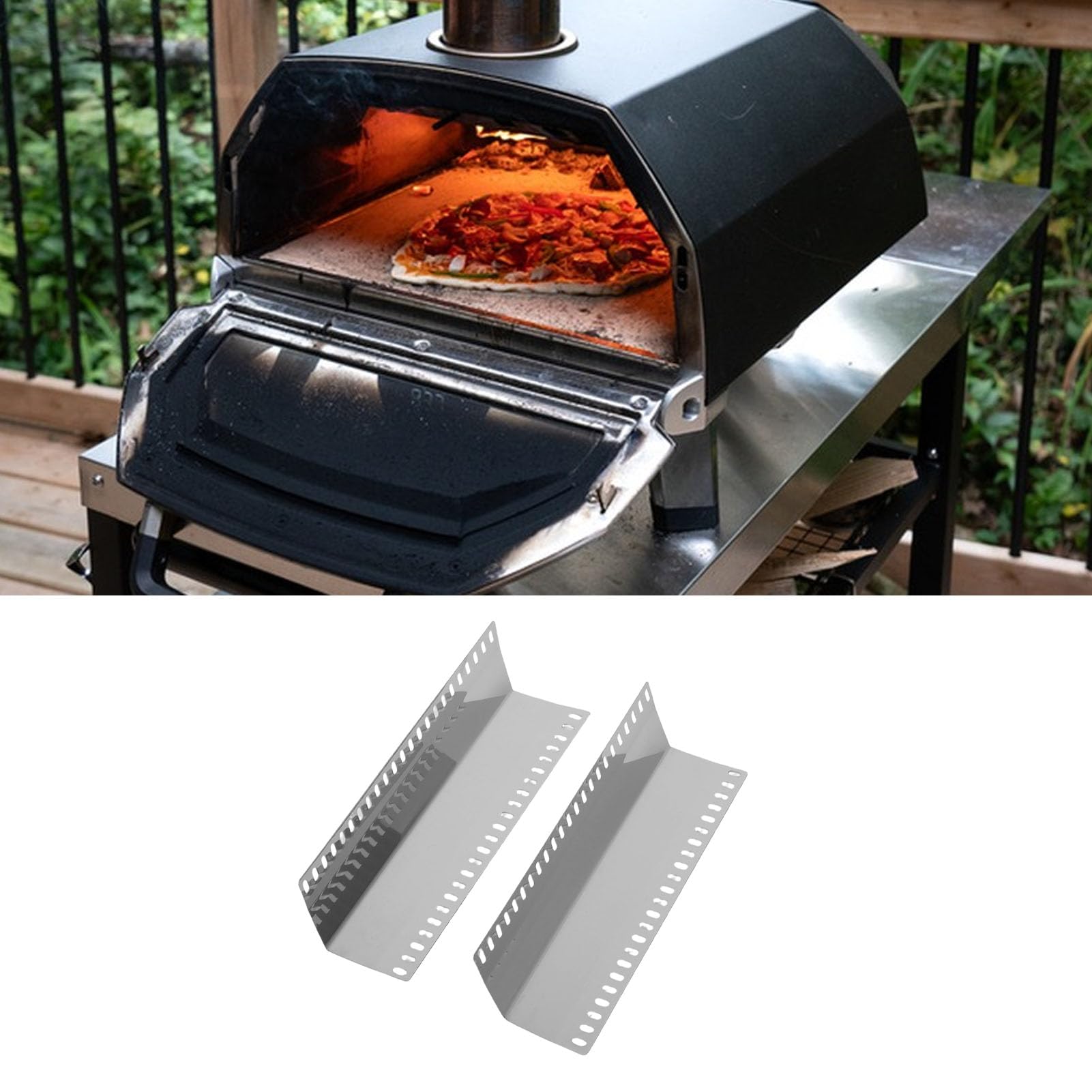 Annadue Coperture per Griglie in Acciaio Inox per BBQ, 8 Pezzi | Diffusore di calore per bruciatore di ricambio, antiruggine, distribuzione uniforme del calore, per grill a gas da 26 cm
