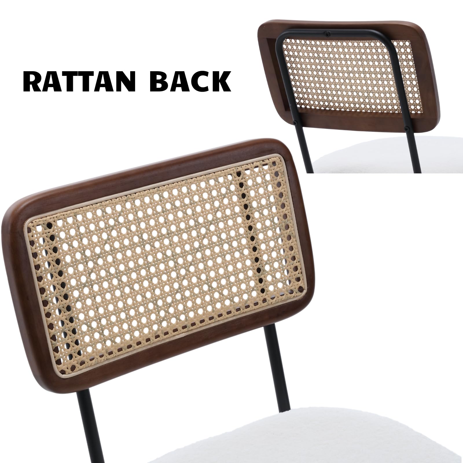 Taburete De Plástico Estilo Rattan - 45.5x36.7x36.7 Cm (Asiento 28x28 Cm, Negro)