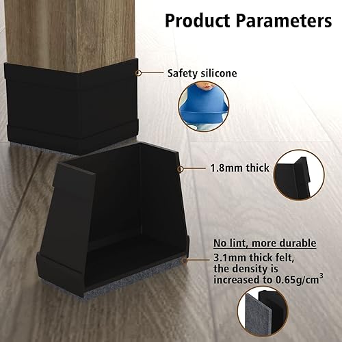 Miniatura 12 de 24 protectores de patas de silla para suelos de madera dura, almohadillas de fieltro de silicona para muebles, fundas de patas de mesa de movimiento
