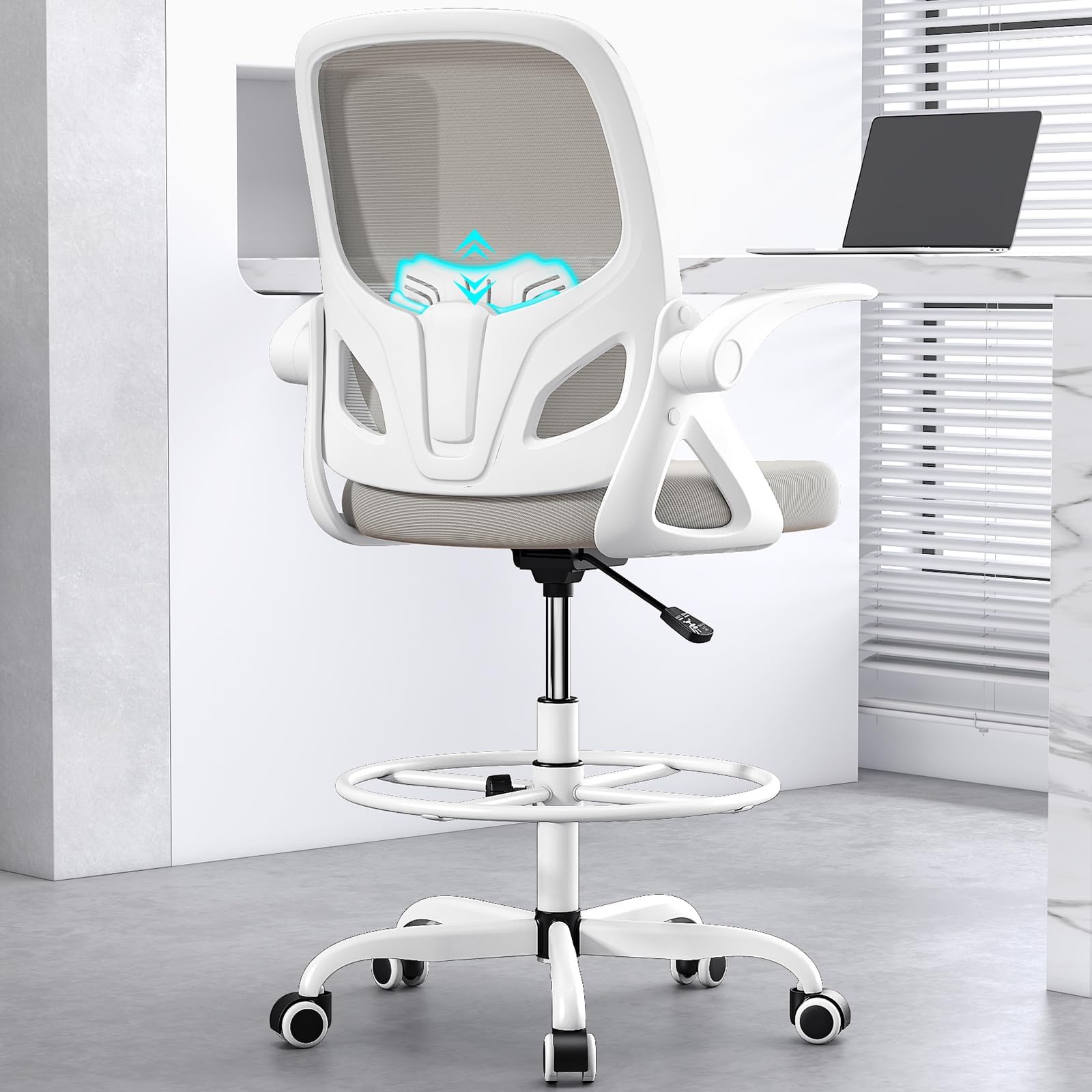 Amazon.com: Kensaker Tall Drafting Chair with Footrest Ring for Home ...
