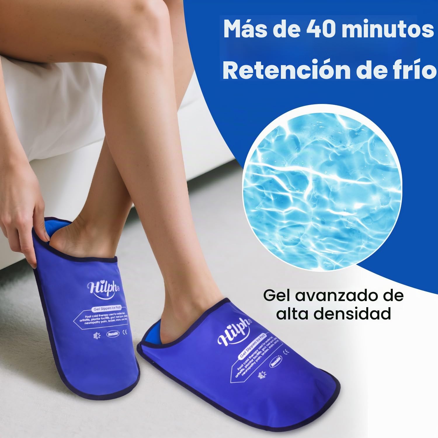 Hilph Bolsa de Hielo para El Pie Fascitis Plantar 2 Paquete, Bolsa de Hielo Pies, Calcetines de Hielo refrigeración, Zapatillas de Hielo Terapia para Quimioterapia, Pies Hinchados -1 Par