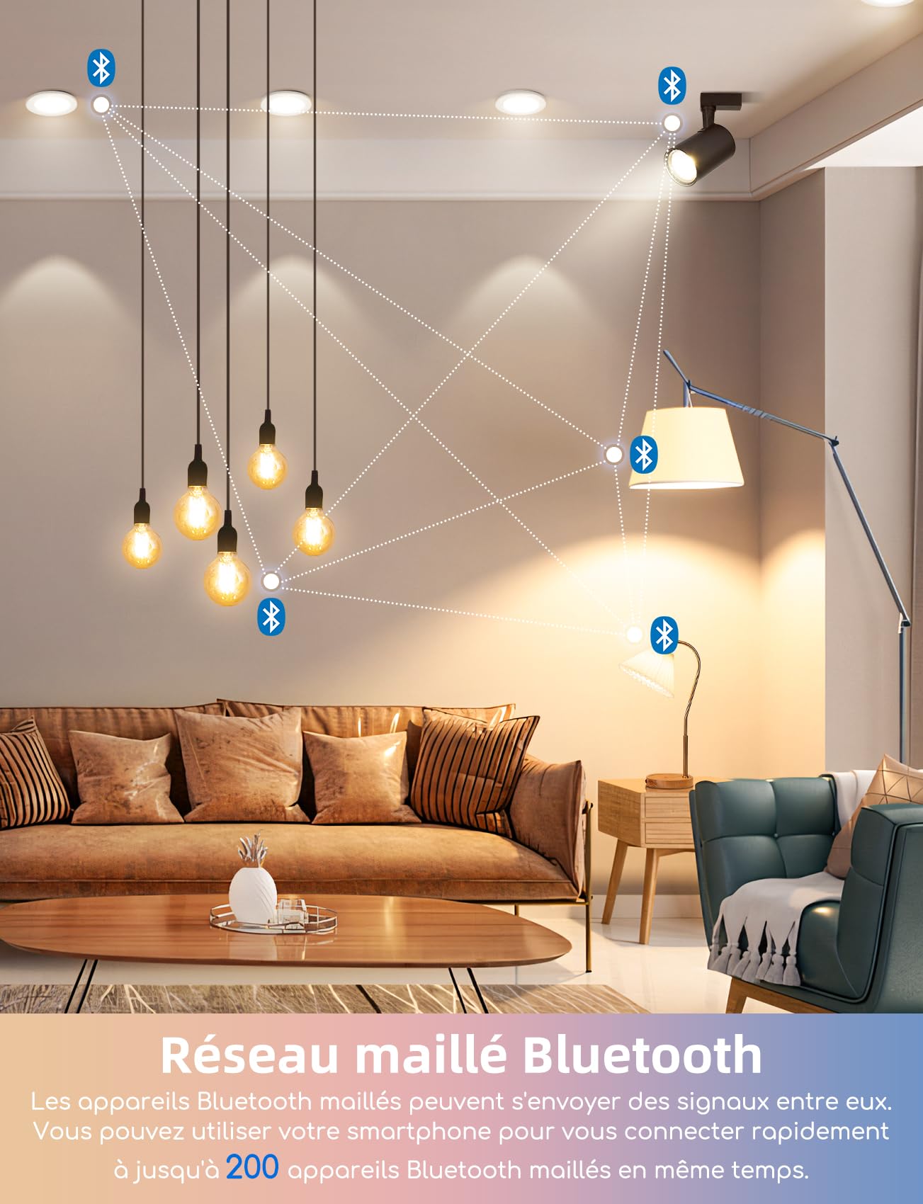 Aigostar Mesh 6.5W Ampoule Connectée Bluetooth 6 Unités E14 RVB - Compatible Alexa Avec Télécommande