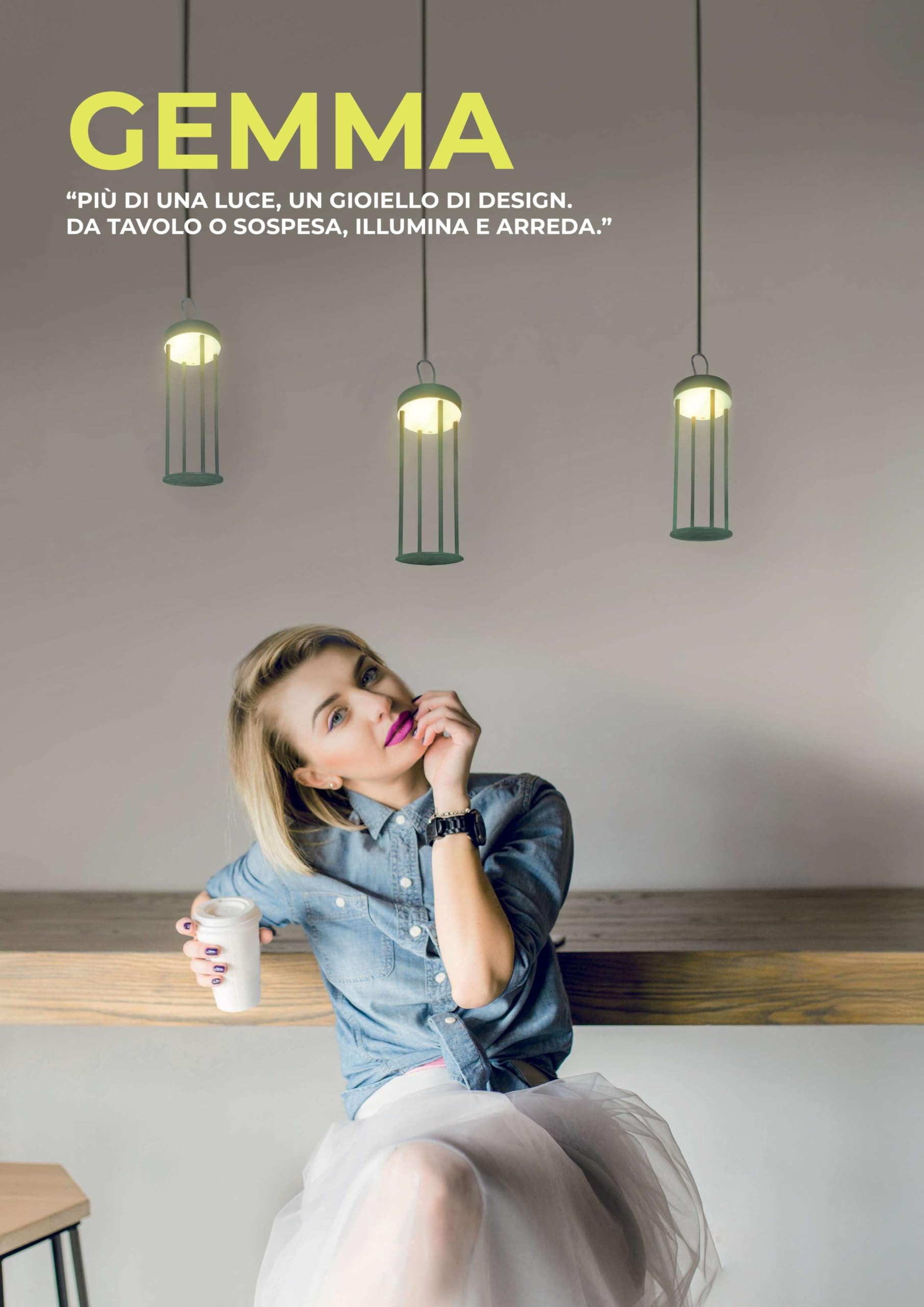 Majestic GEMMA AV - Lampada LED da tavolo o appendibile tramite gancio in silicone, Luce Calda-Naturale-Fredda, Adatta per interni ed esterni IP54, batteria ricaricabile, Avorio