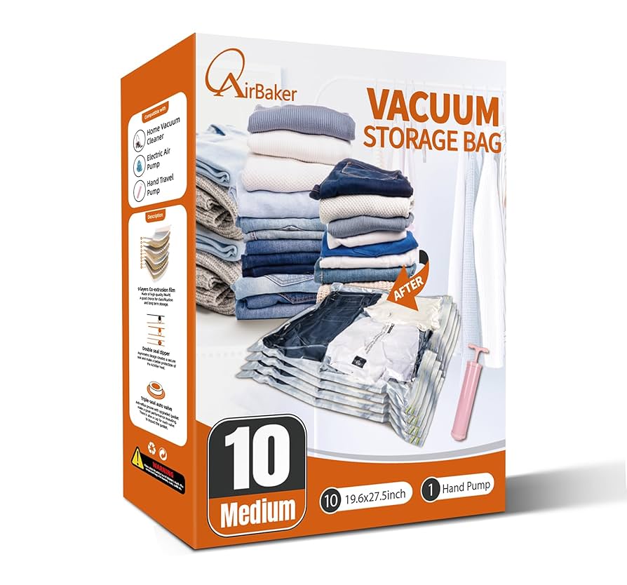 Aazon.co: Vacuu Storage Bags With Electric Pup, 10 Large Space Saver Bags Vacuu Seal Bags