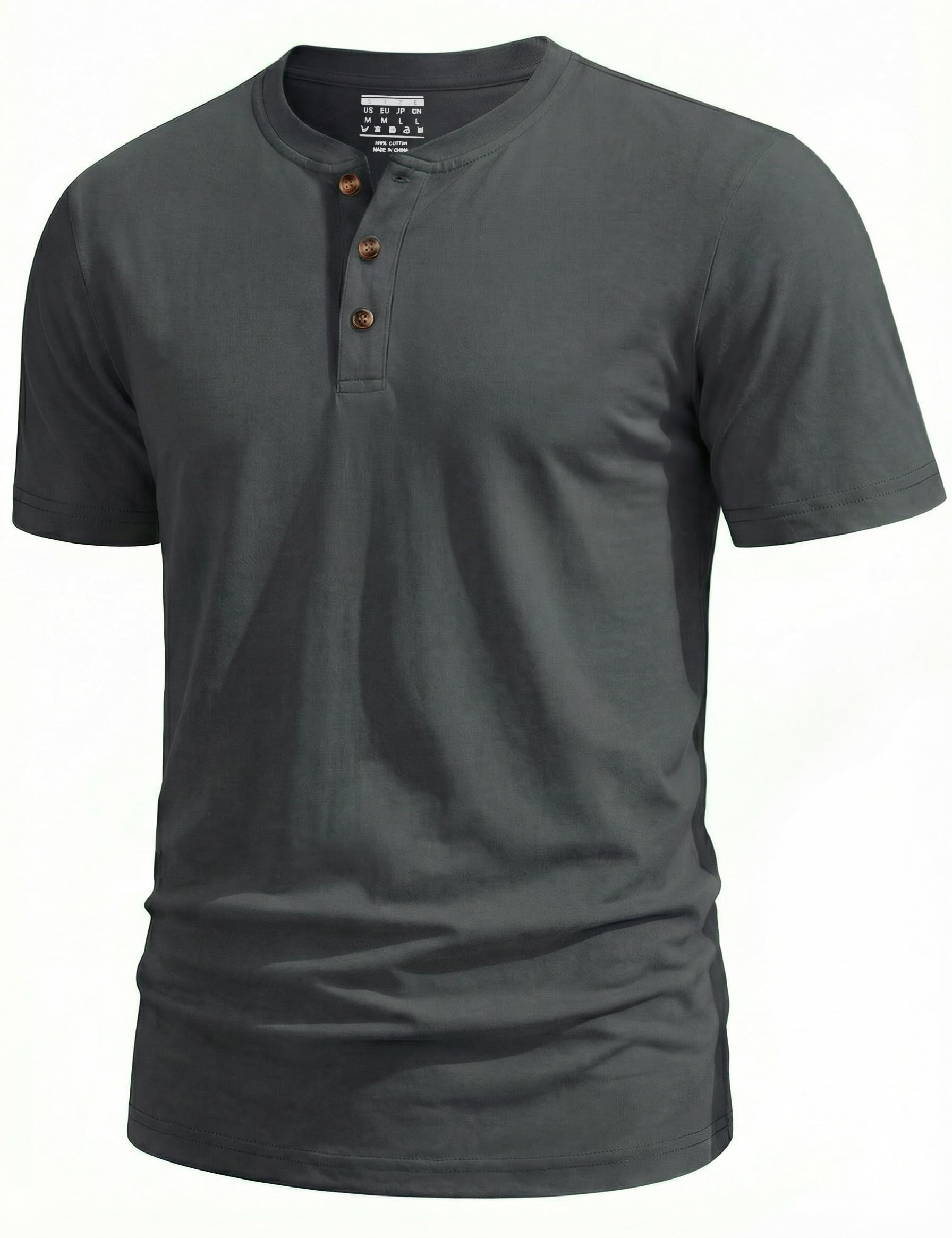TACVASEN Henley Shirt Herren Kurzarm Sommer Basic Rundhals Tshirt Baumwolle Kurzarm Freizeitshirt Arbeits Tshirt